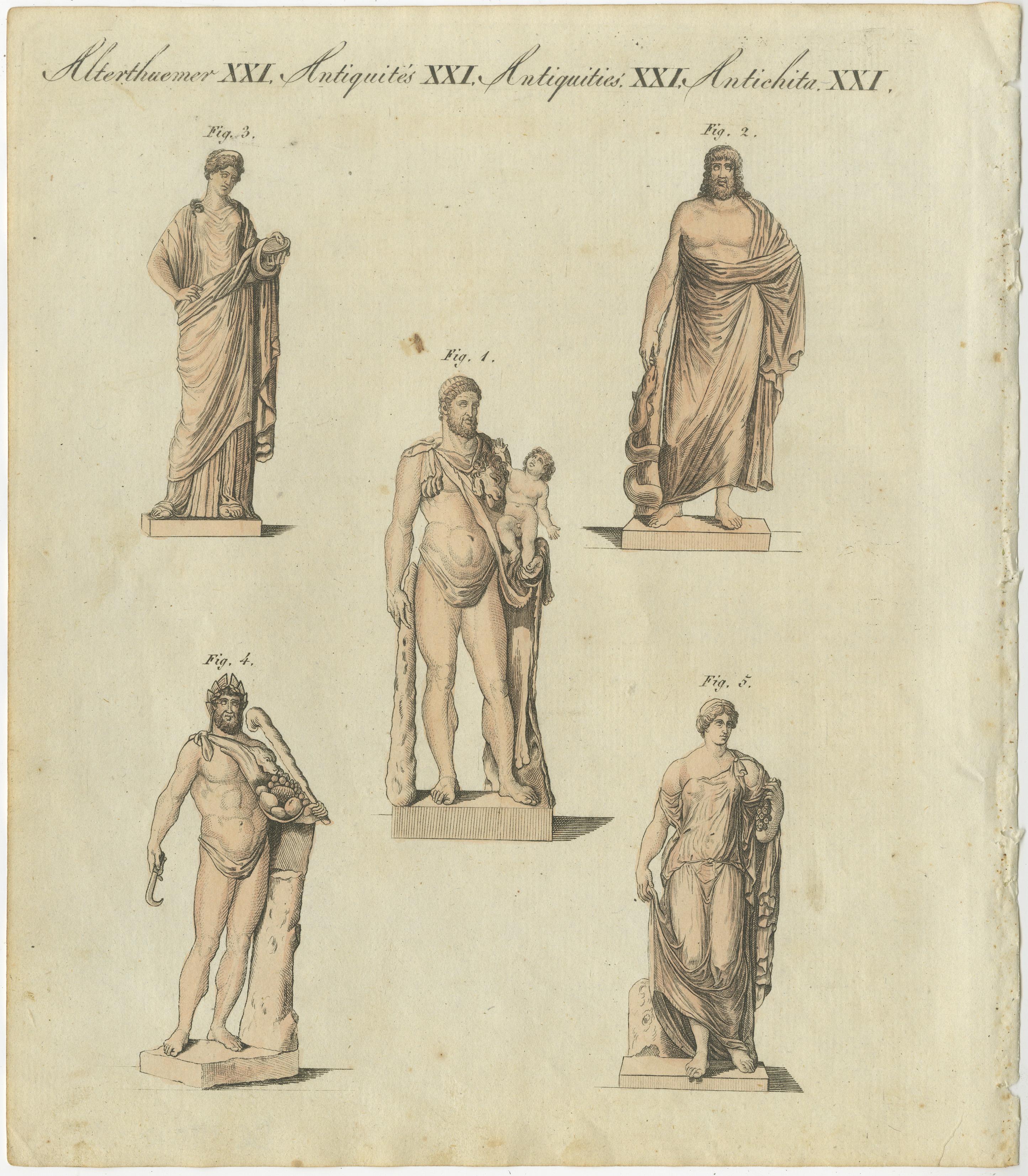 Classical Antiquities Collection: Stiche von mythologischen Gottheiten und Figuren (Papier) im Angebot