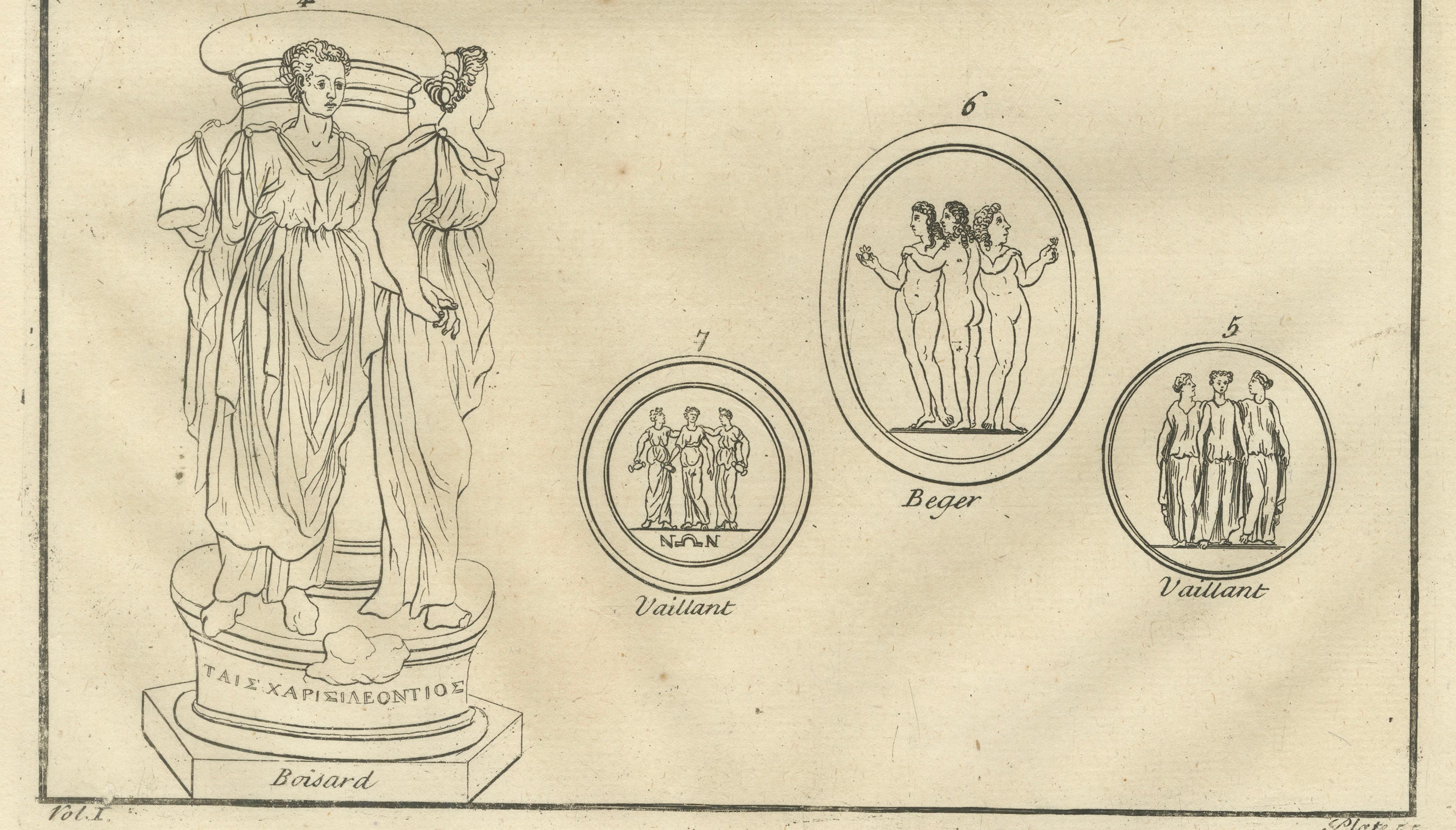 Classical Antiquities Engraving, Sepulchrum des Nasonii, Montfaucon 1721