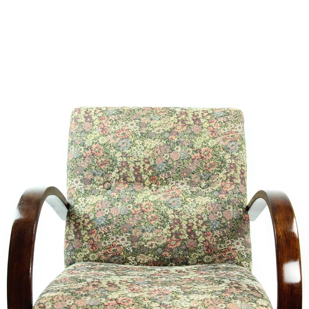 Bohemian Classical Armchair by Jindrich Halabala in Original Floral Fabric, Czechia 1950s For Sale