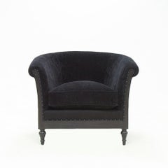 Poltrona classica con tessuto in velluto nero