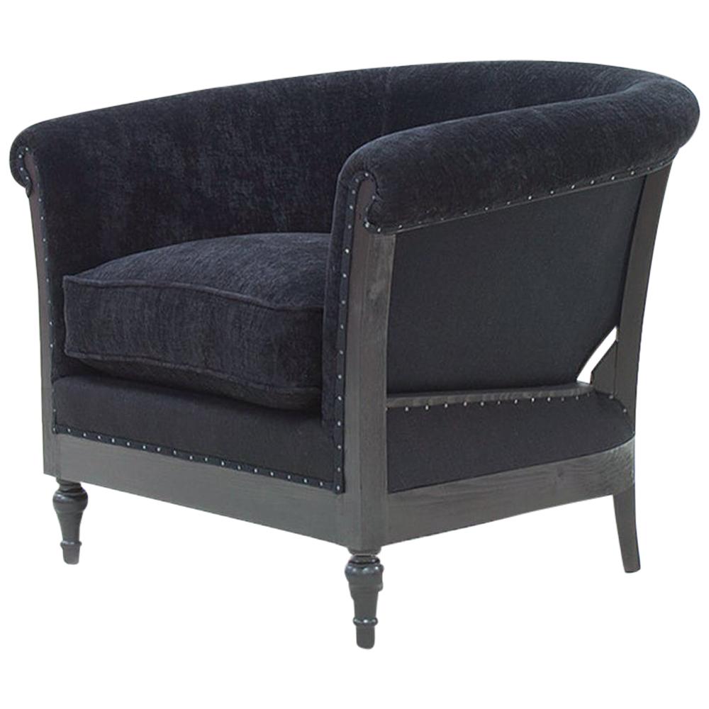 Classical Armchair with Black Velvet Fabric