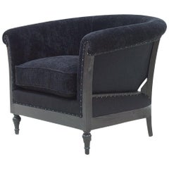 Classical Armchair with Black Velvet Fabric