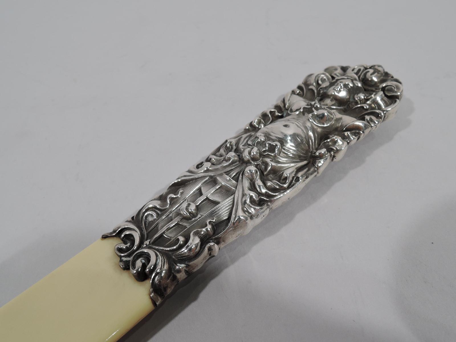 Classical Art Nouveau Letter Opener with Caryatid Silver Handle In Excellent Condition In New York, NY