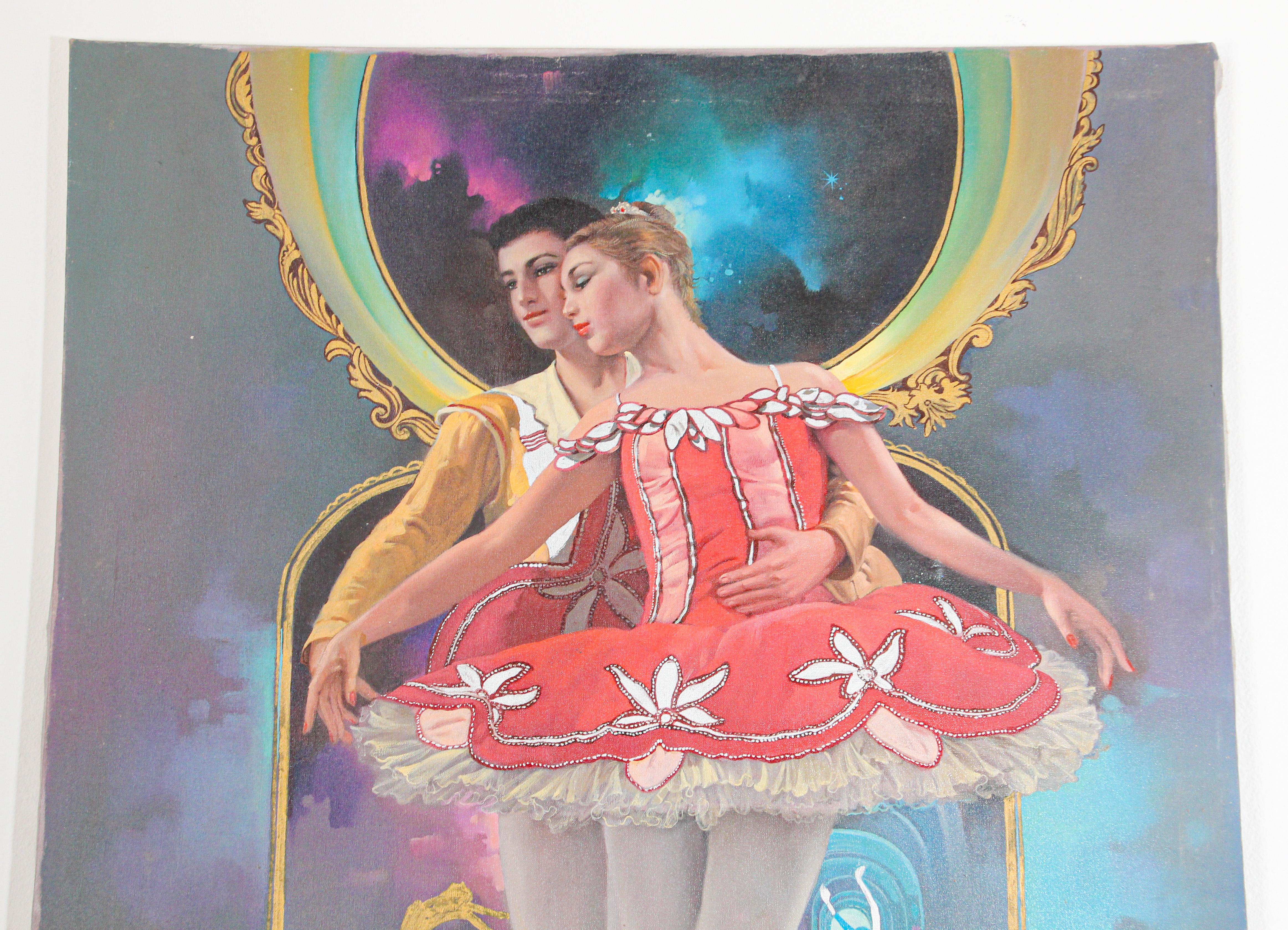Ölgemälde auf Leinwand klassische russische Balletttänzerinnen.
Russisches klassisches Ballett Ölgemälde.
Das Gemälde ist nicht alt und nicht gerahmt.
Signiert in der linken Ecke.