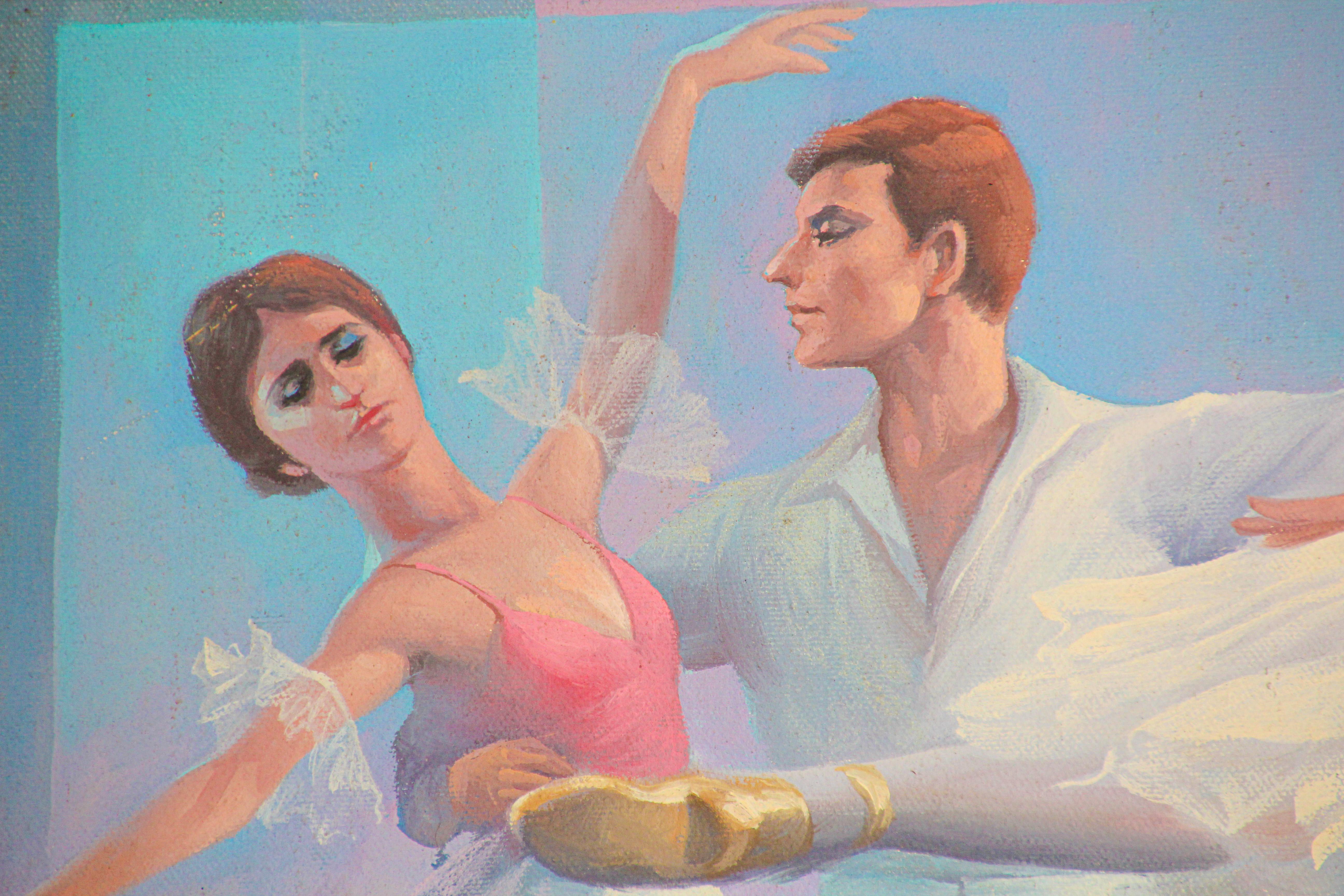 Hand-Painted Classical Ballet Dancers Large Oil Painting on Canvas For Sale