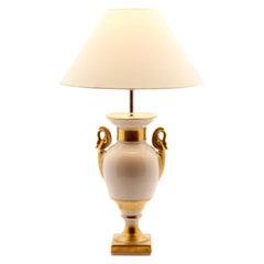 Classical Baluster-Shaped Porcelain Table Lamp Base by Baudour, Belgium