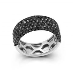 Classical Black Diamond White Gold 18K Ring for Her