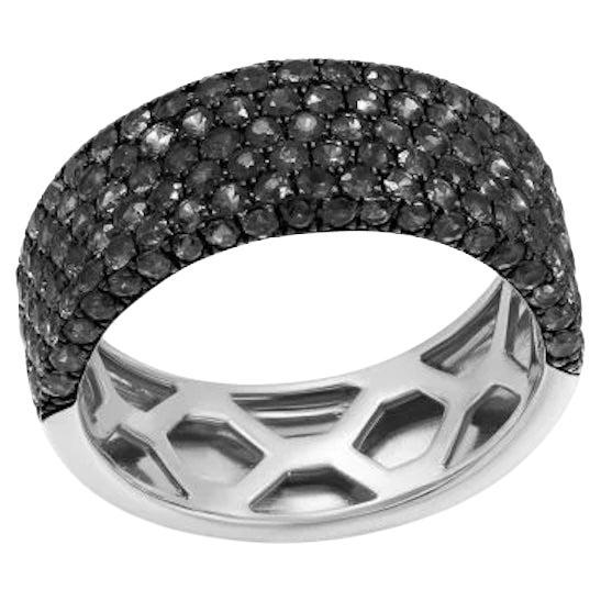 Bague classique pour elle en or blanc 18 carats et diamants noirs