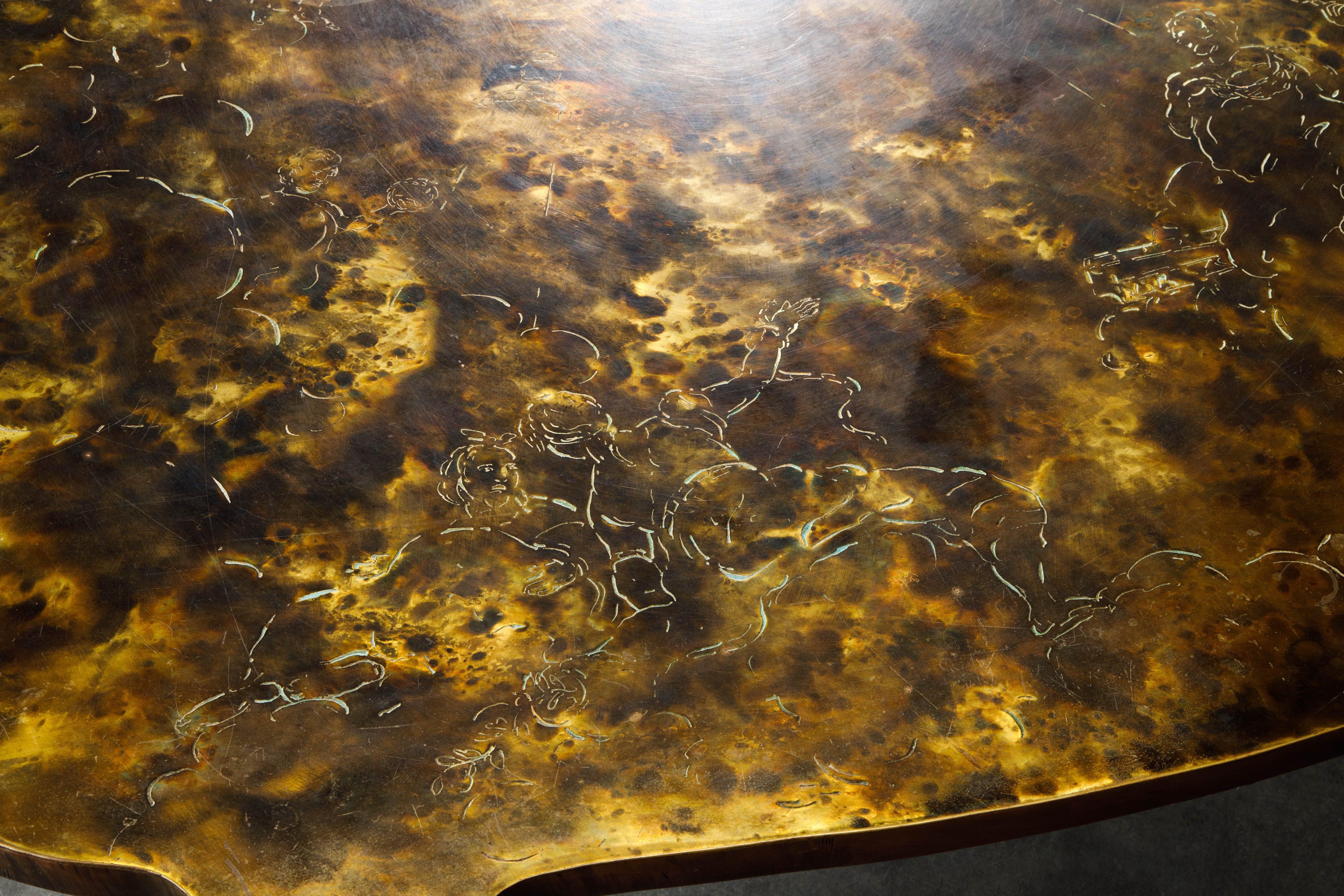 'Classical Boucher' Bronze Coffee Table by Philip & Kelvin LaVerne, 1960s Signed 9