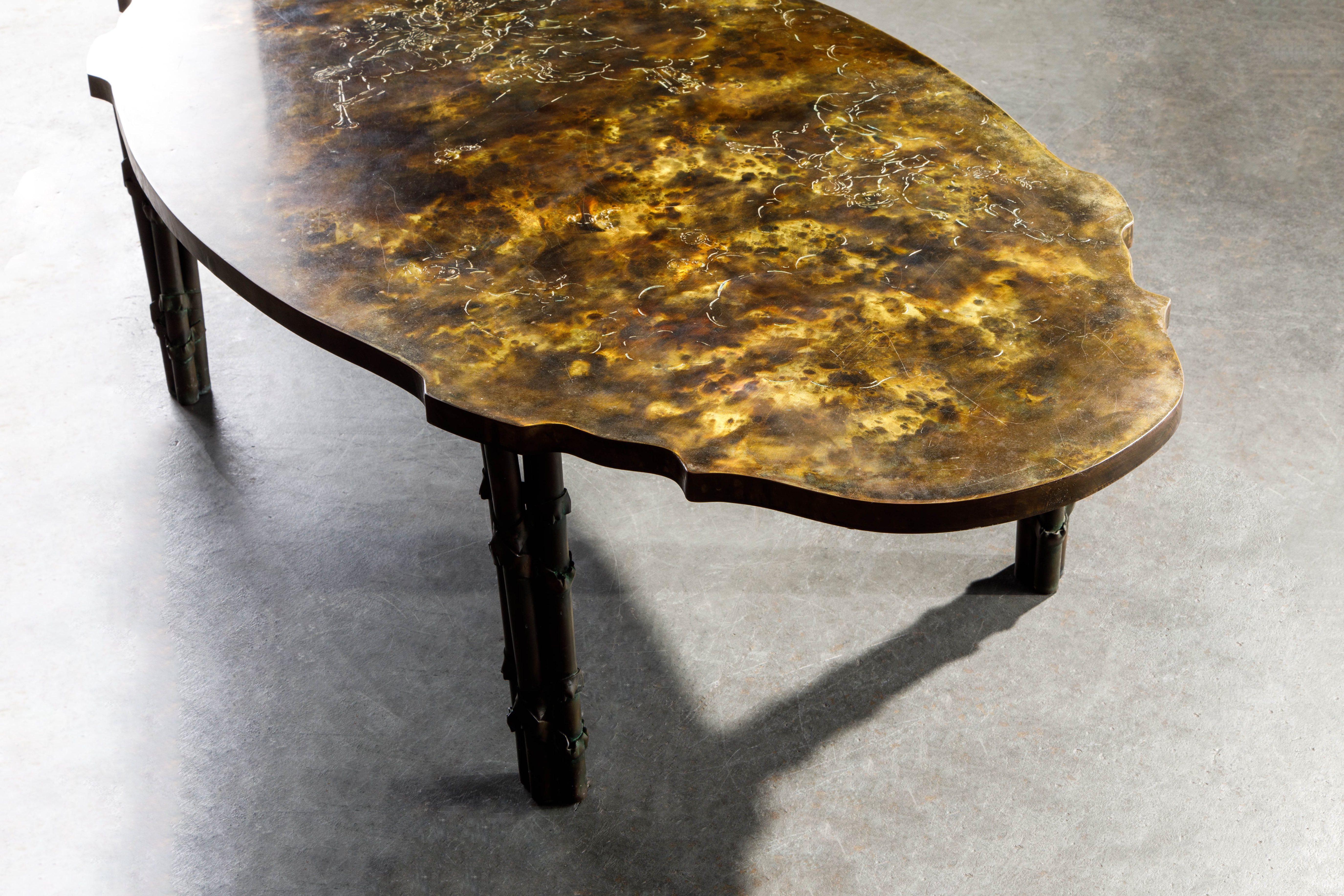 'Classical Boucher' Bronze Coffee Table by Philip & Kelvin LaVerne, 1960s Signed 11