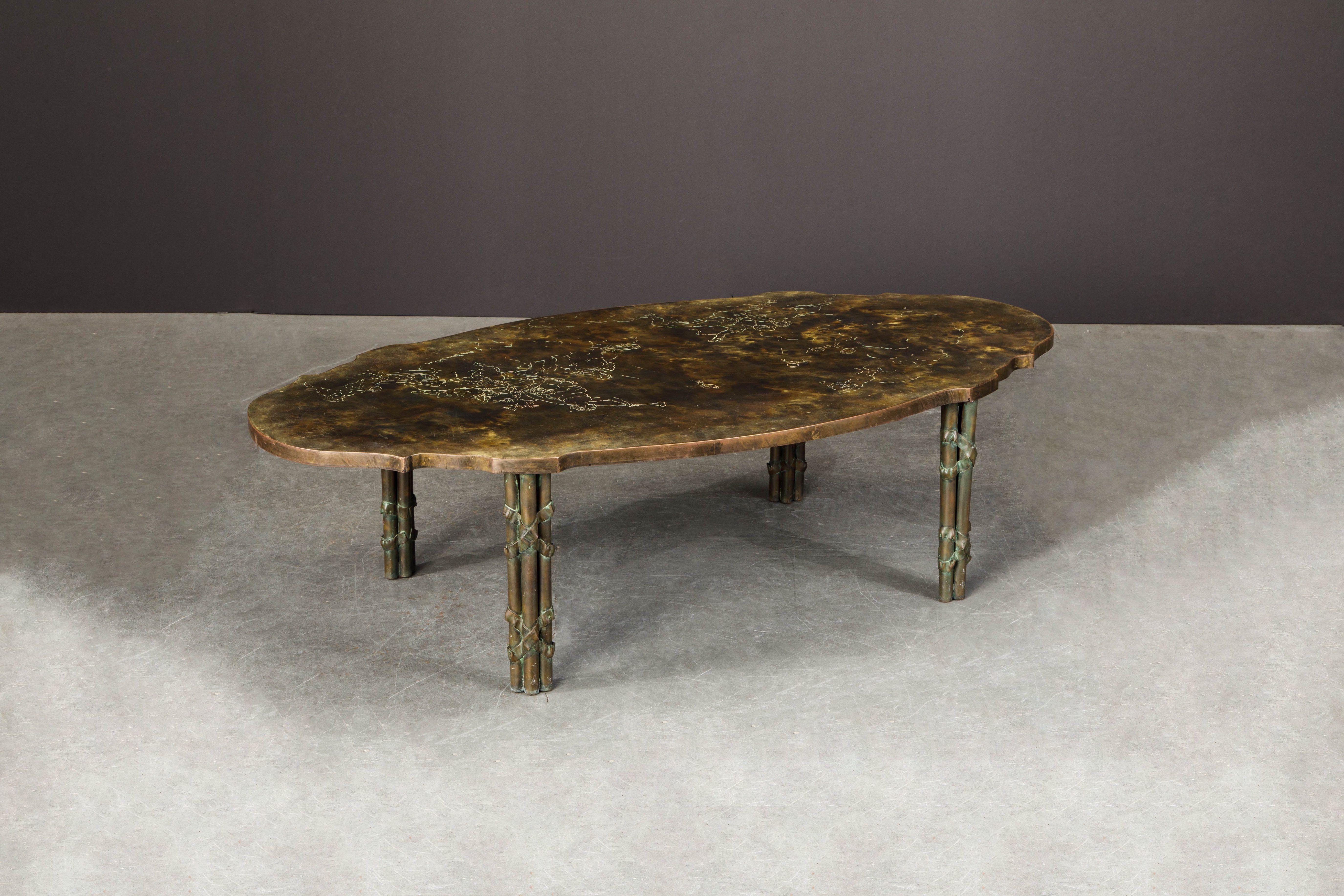 American 'Classical Boucher' Bronze Coffee Table by Philip & Kelvin LaVerne, 1960s Signed
