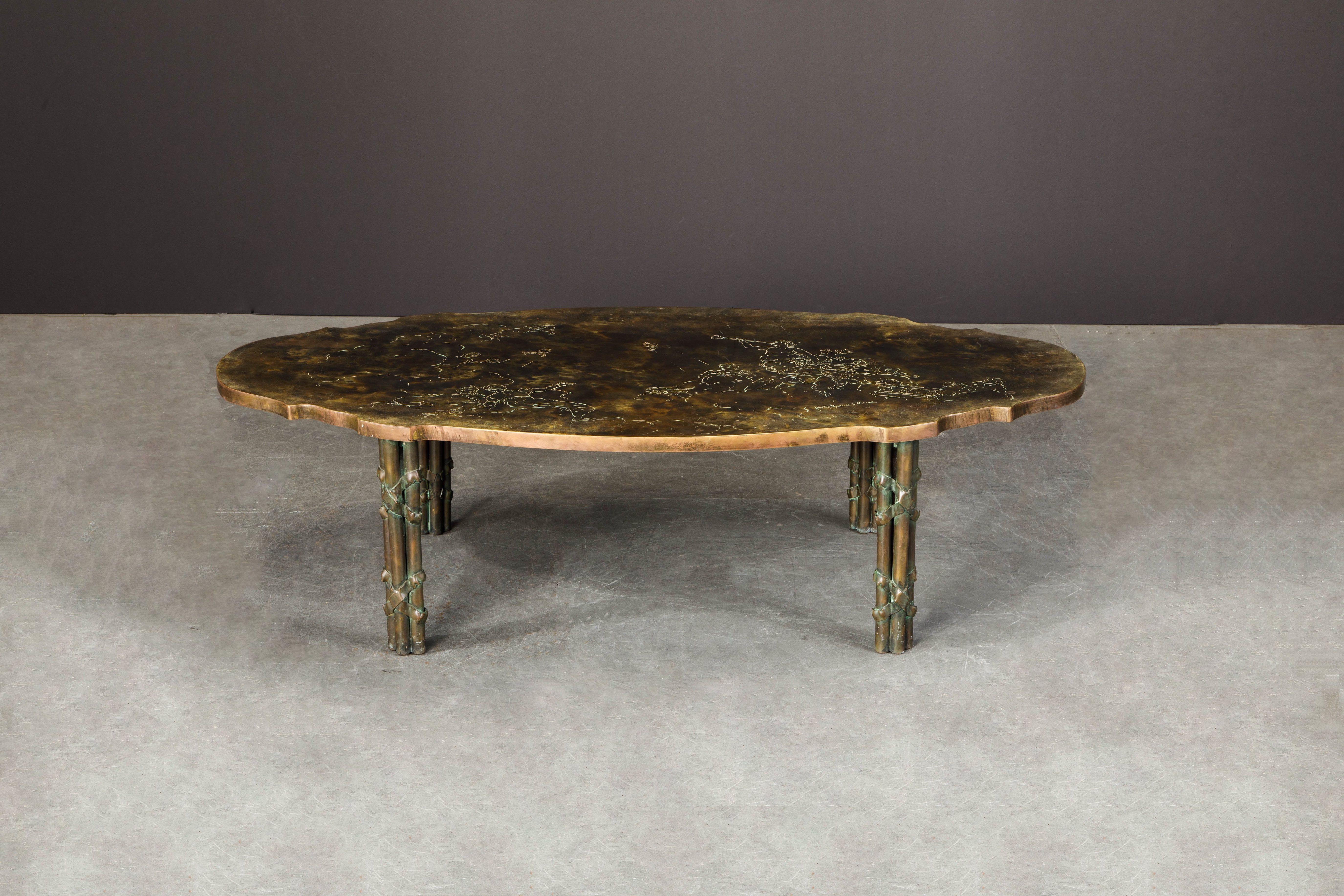 'Classical Boucher' Bronze Coffee Table by Philip & Kelvin LaVerne, 1960s Signed In Good Condition In Los Angeles, CA