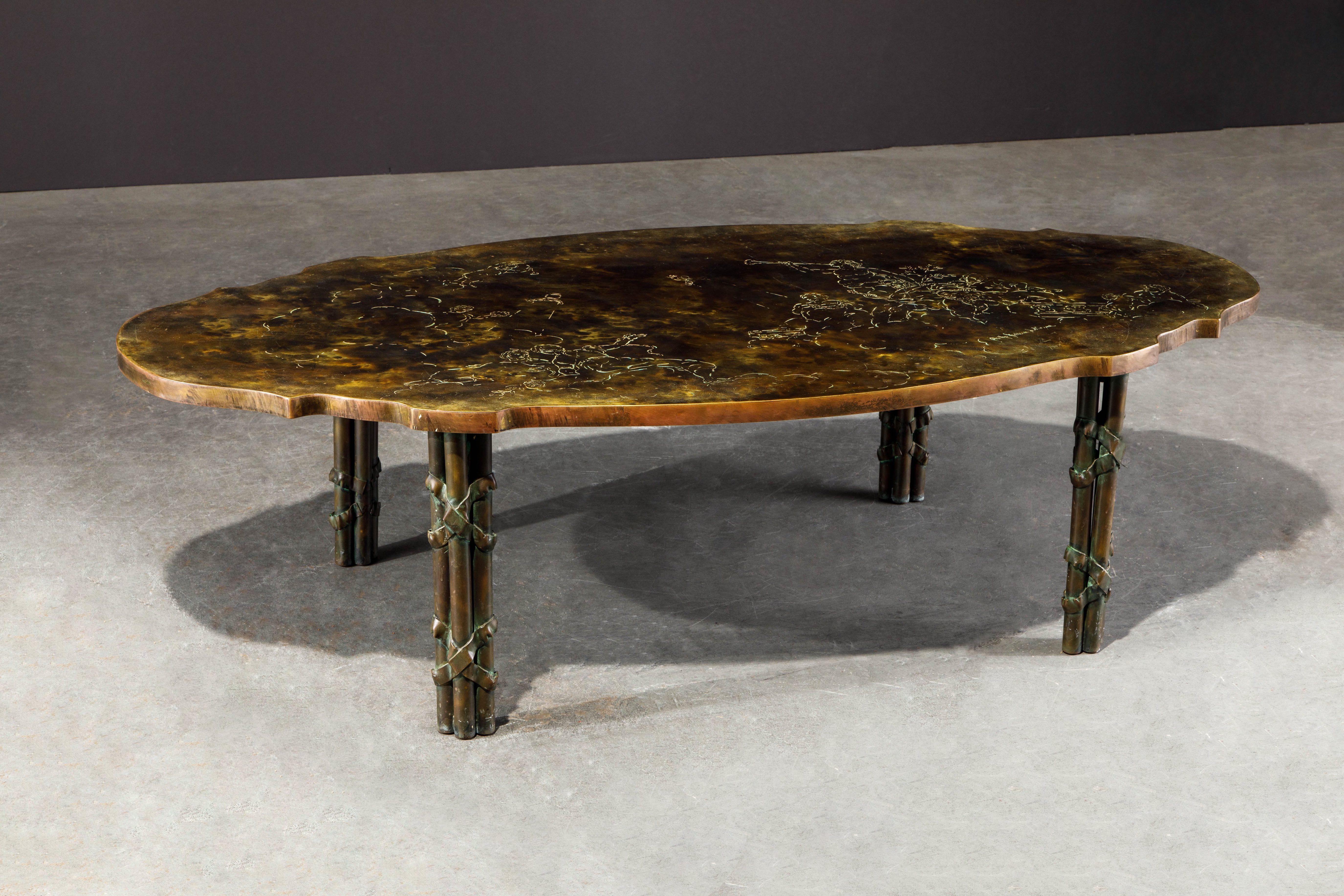 Mid-20th Century 'Classical Boucher' Bronze Coffee Table by Philip & Kelvin LaVerne, 1960s Signed