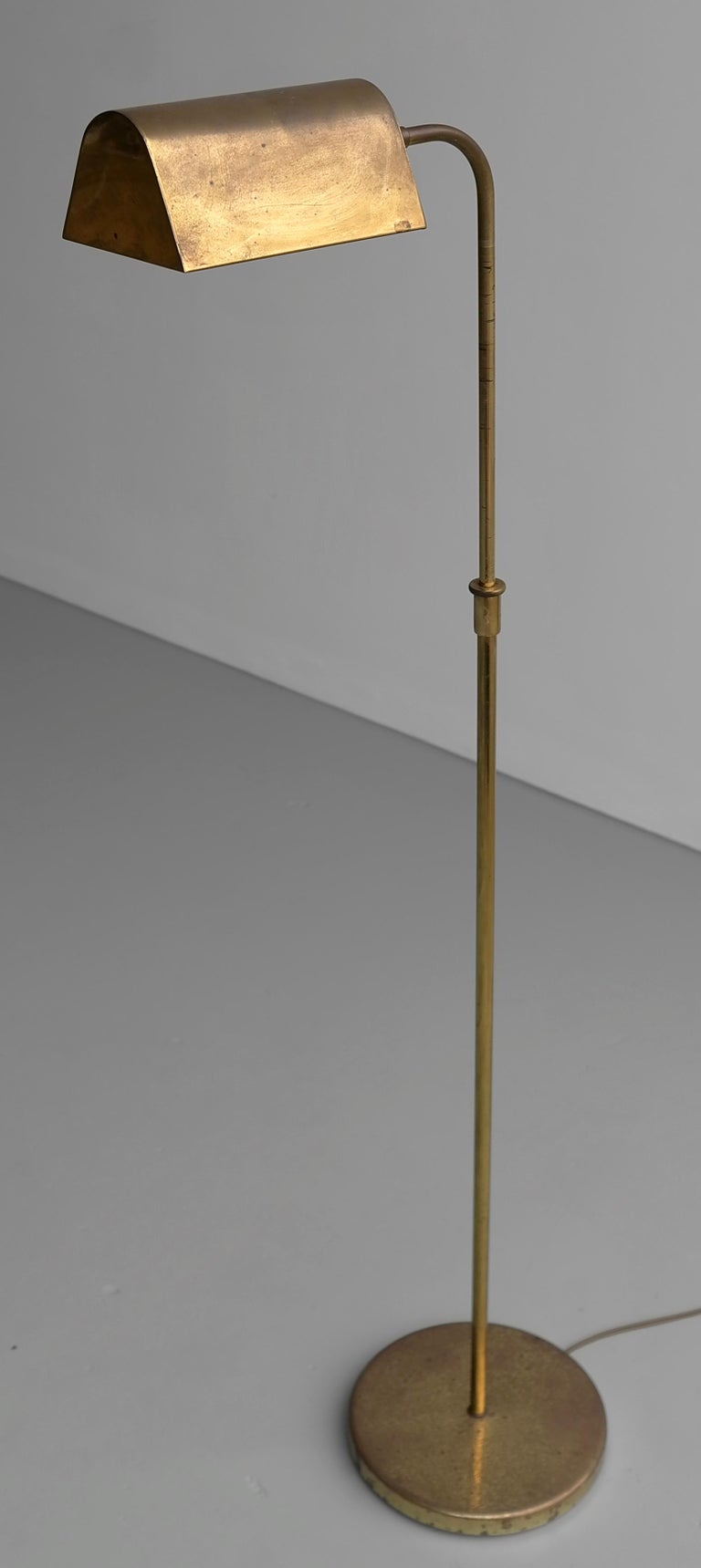 Classical Brass Adjustable Library Reading Floor Lamp, 1960s at 1stDibs