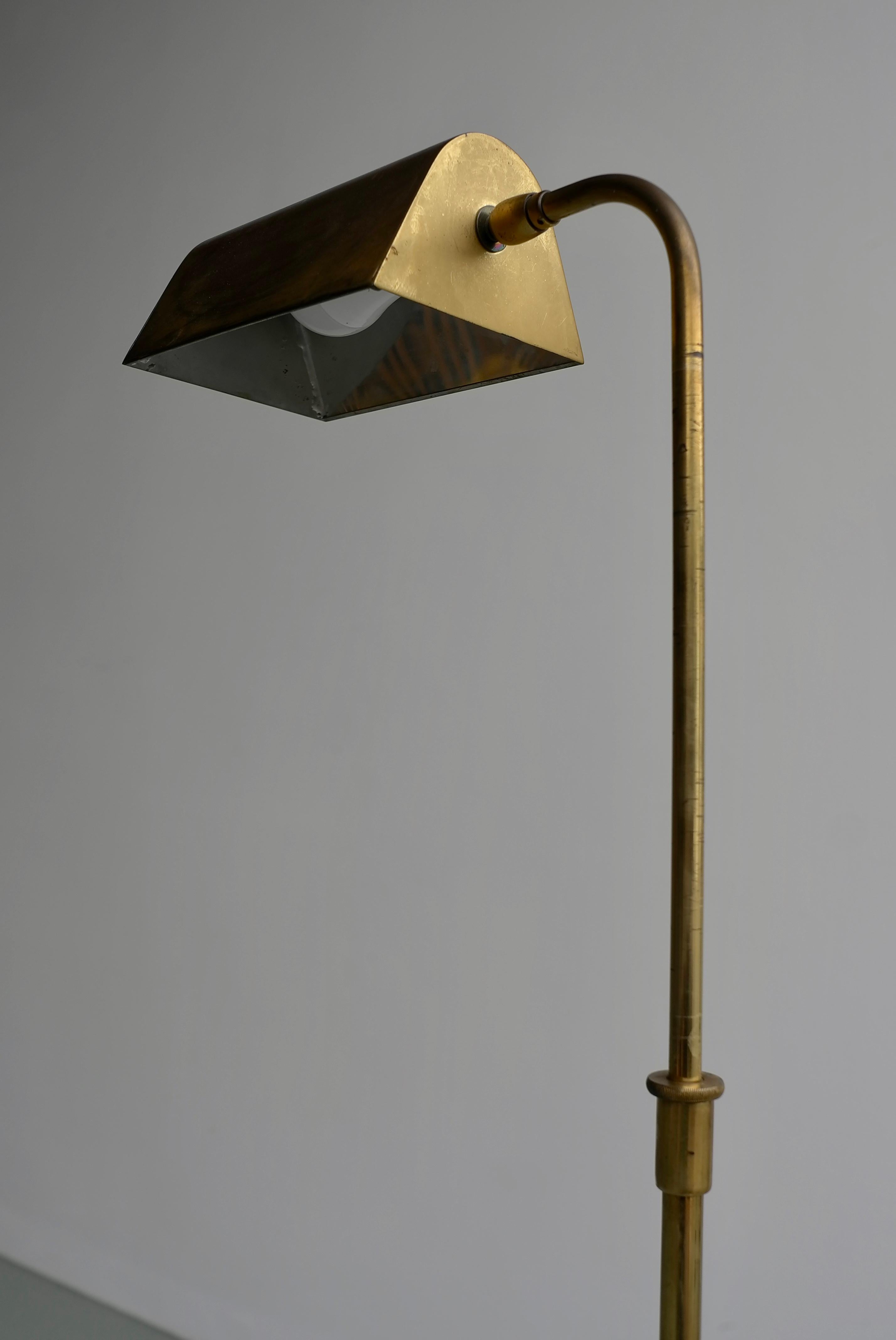 Mid-20th Century Classical Brass Adjustable Library Reading Floor Lamp, 1960s