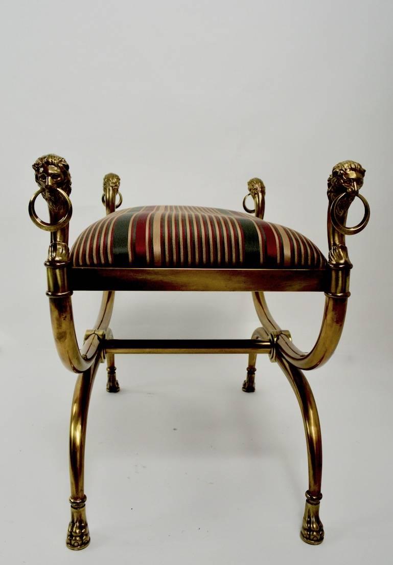 Classical Brass Bench with Lions Head Finials 1