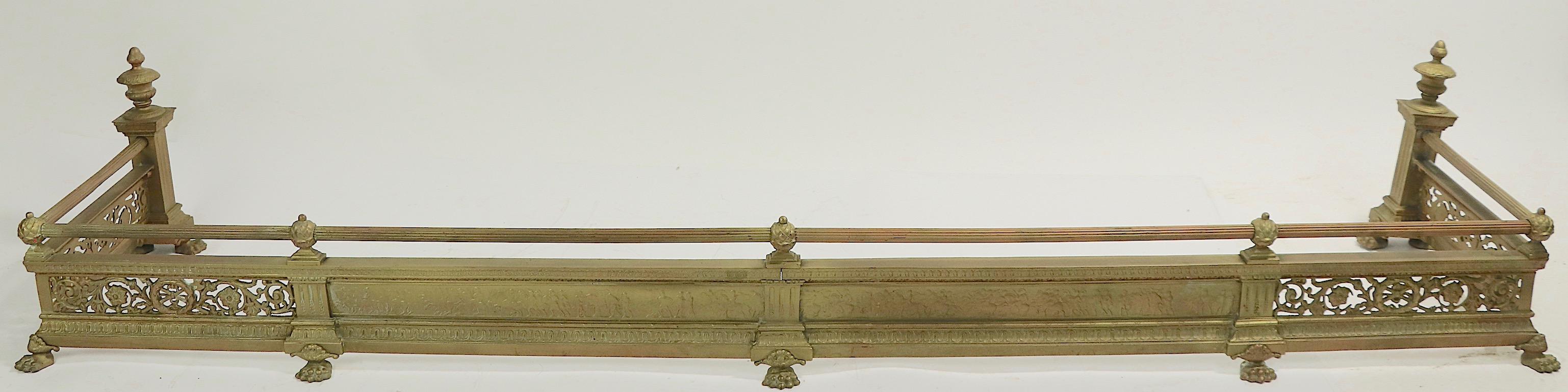 19th Century Classical Brass Fireplace Fender For Sale