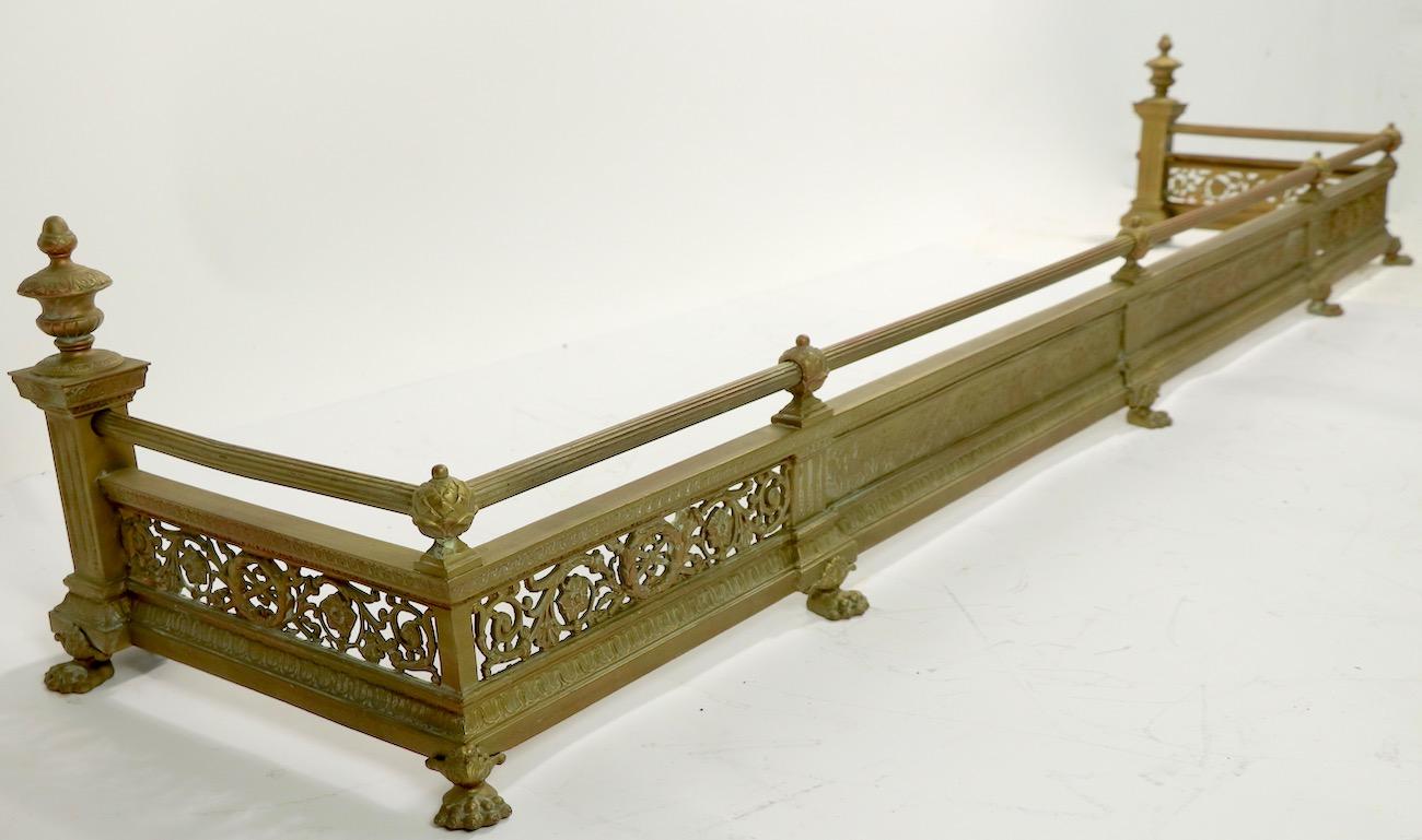 Classical Brass Fireplace Fender For Sale 1