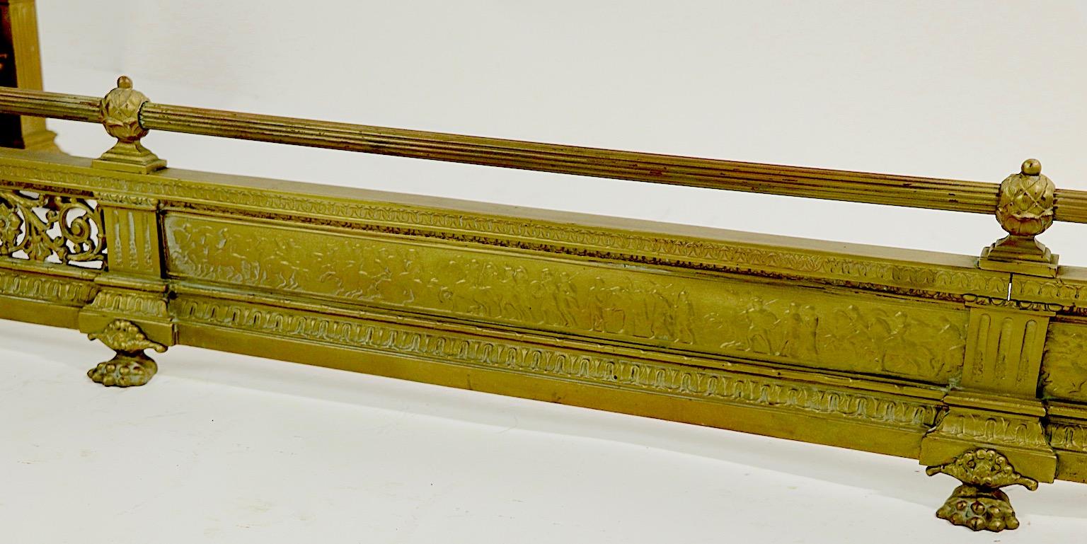 Cast Classical Brass Fireplace Fender For Sale