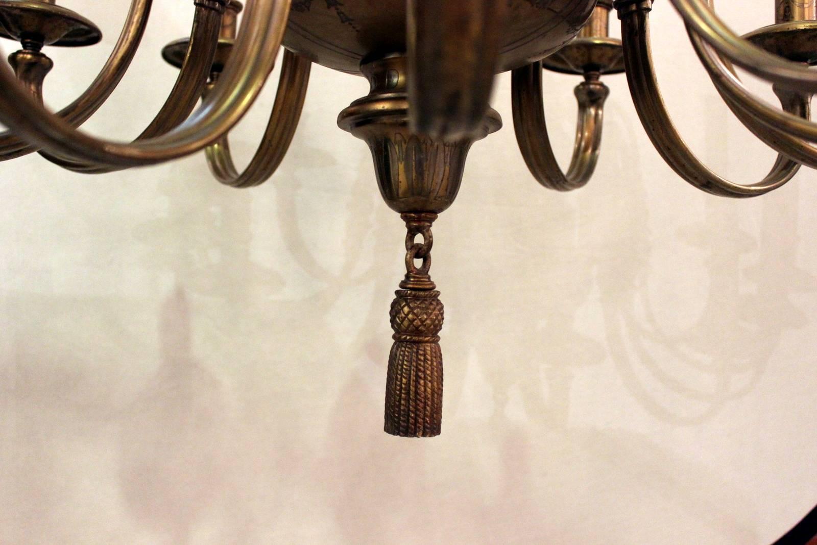 Classical Brass Twelve-Light Chandelier Style of E.F. Caldwell 2