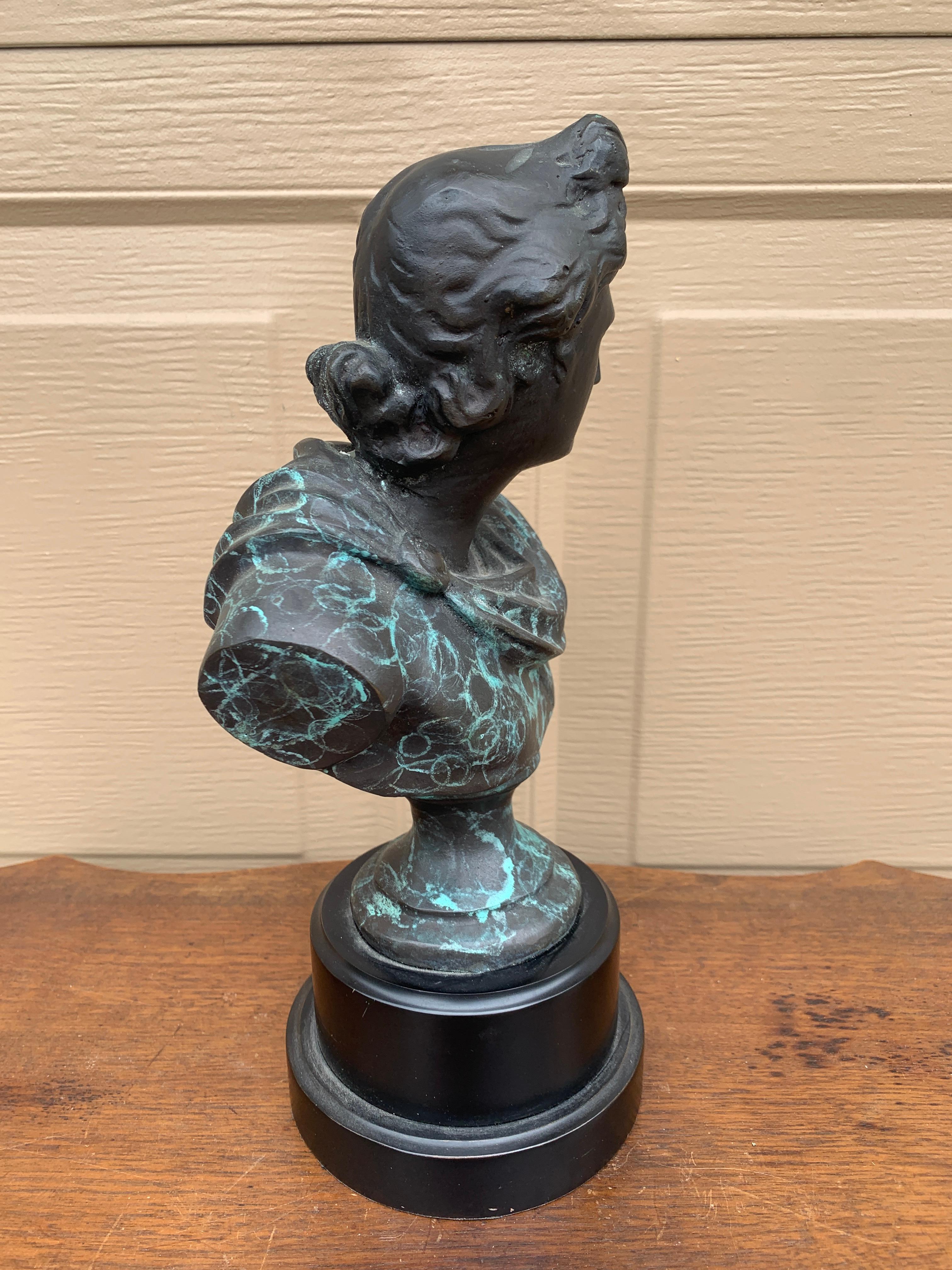 Classical Brass Verdigris Bust of Mythological Apollo Belvedere Sculpture For Sale 5