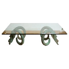 Classical Bronze and Glass "Satyr" Coffee Table