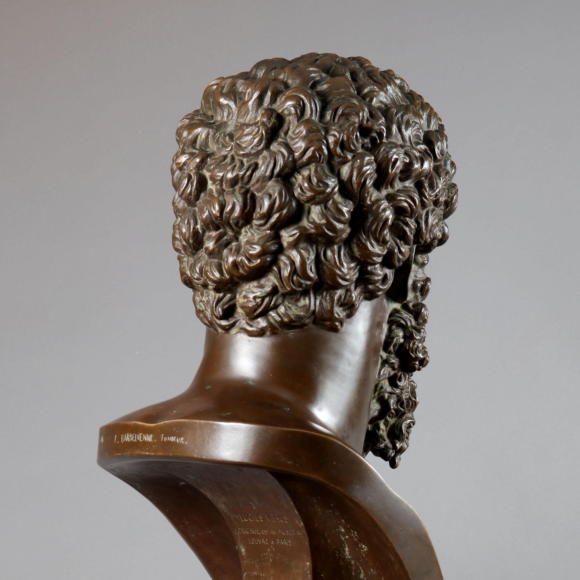 Neoclassical Classical Bronze Bust of Lucius Verus, by Barbedienne, France, 19th Century