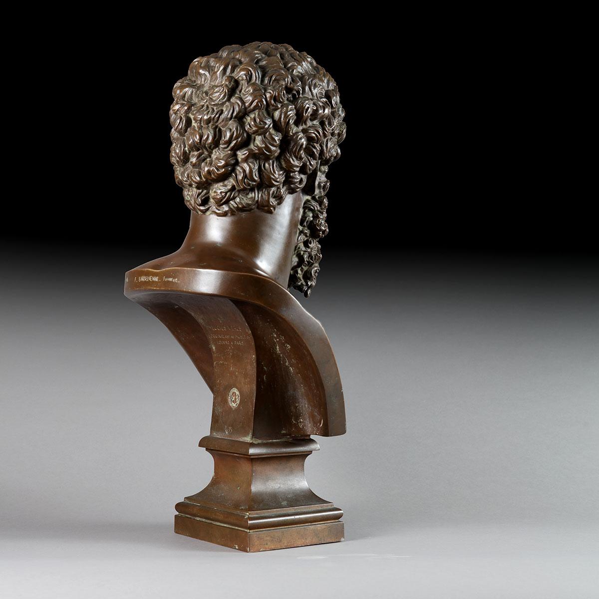 French Classical Bronze Bust of Lucius Verus, by Barbedienne, France, 19th Century