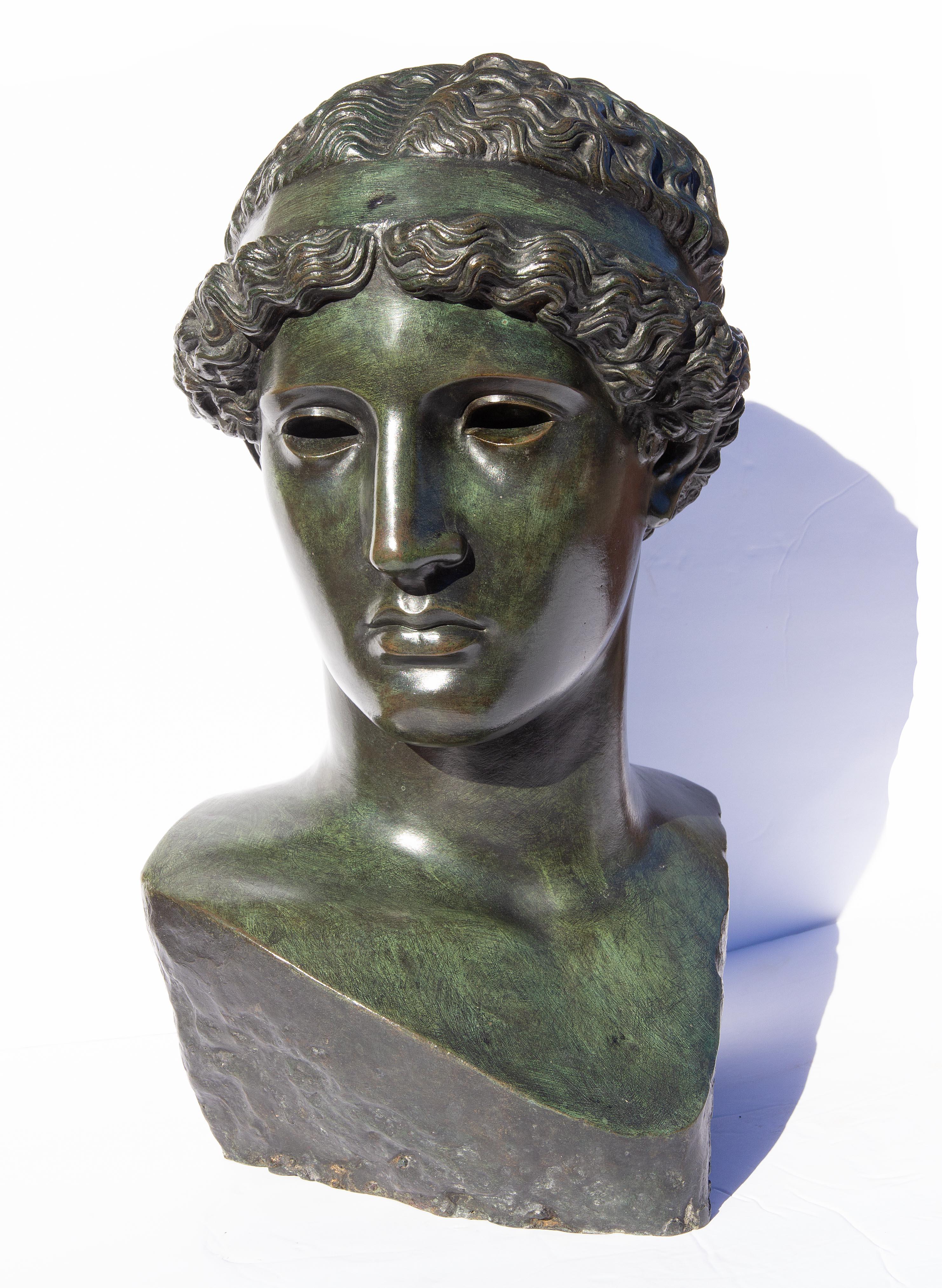 European Classical Bronze Bust of Athena Lemnia by Phidias Life Size
