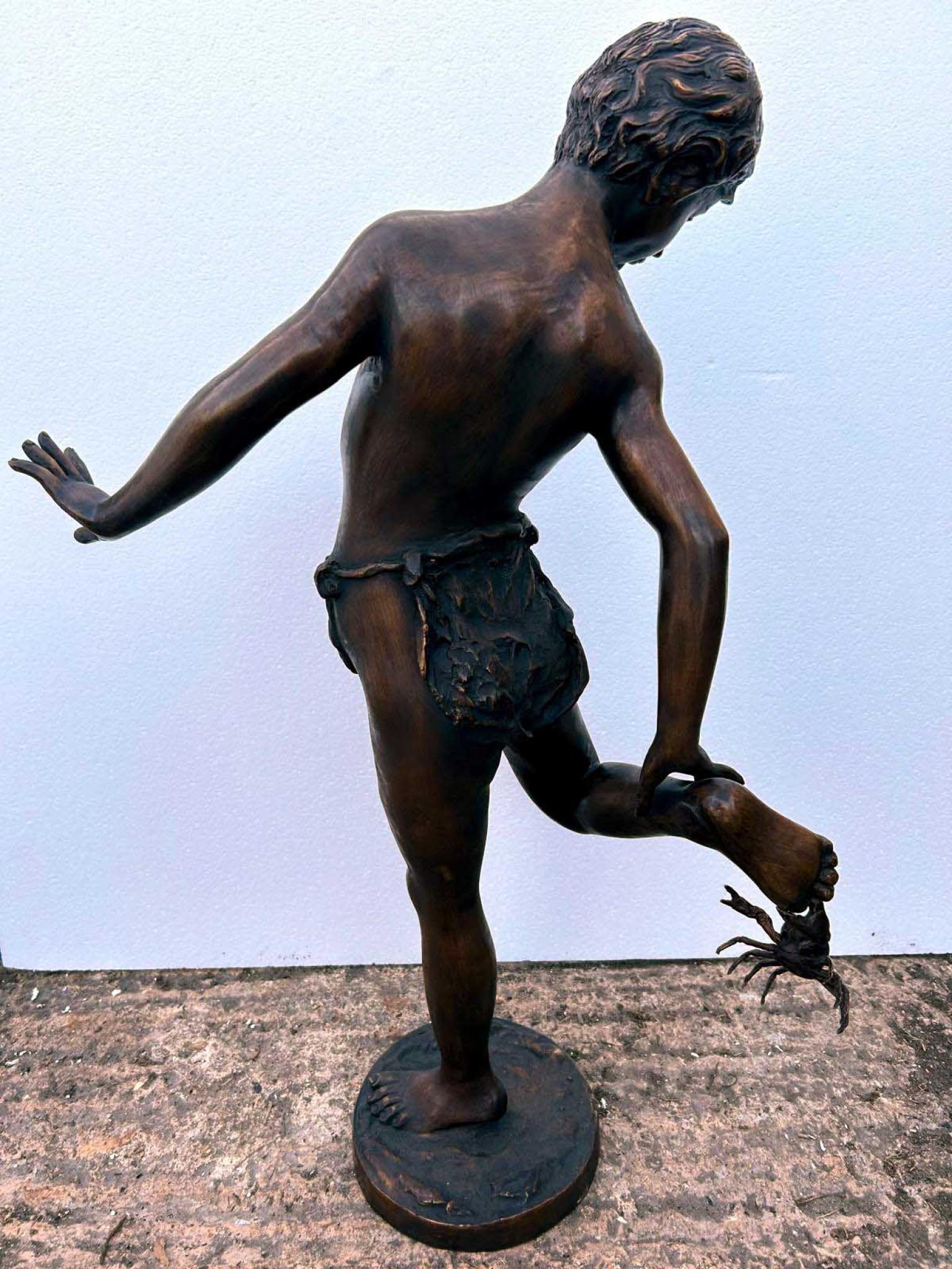 Classic Bronze Crab Boy Statue Italian Casting Athlete en vente 7