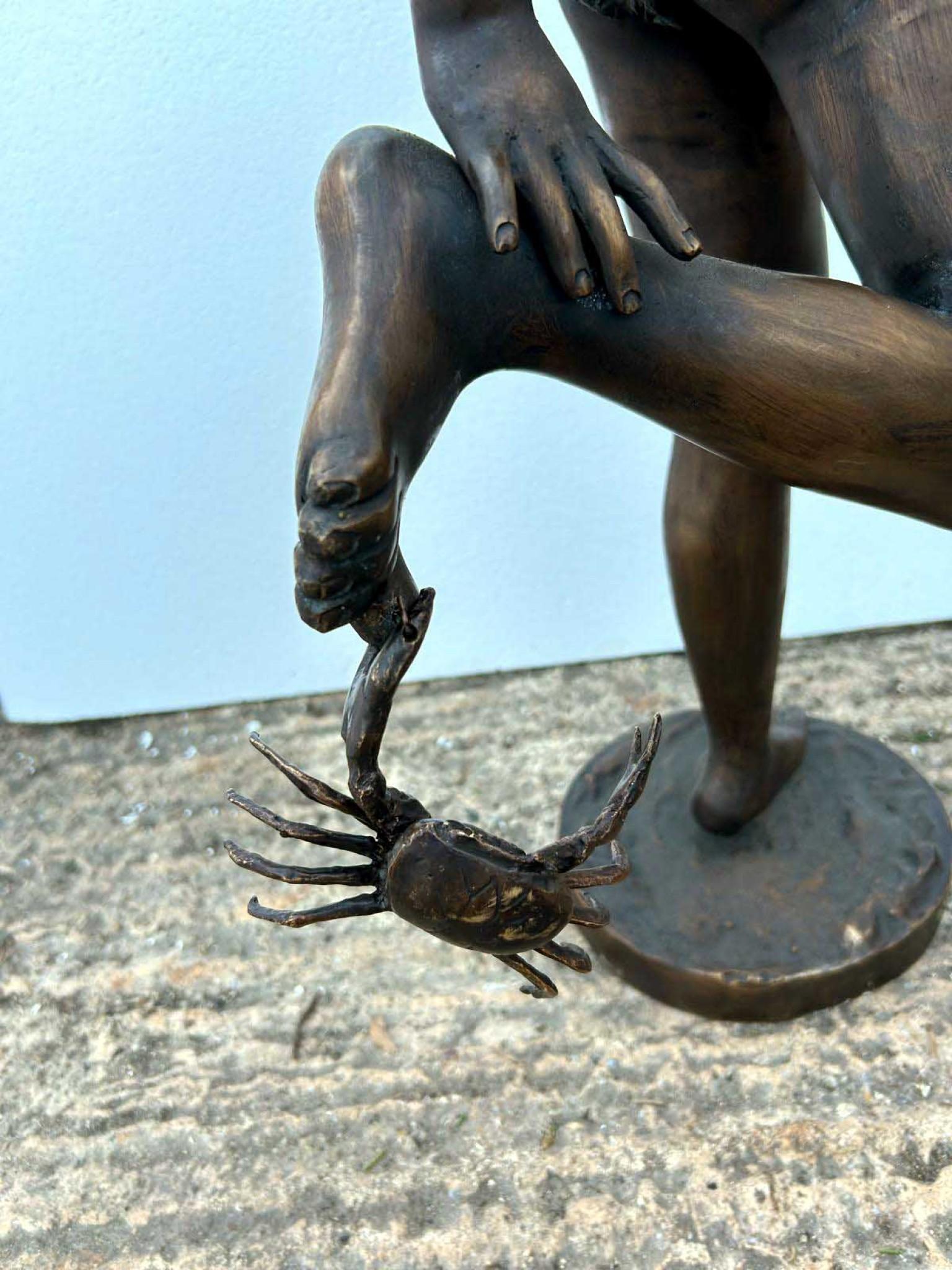 Classic Bronze Crab Boy Statue Italian Casting Athlete en vente 8