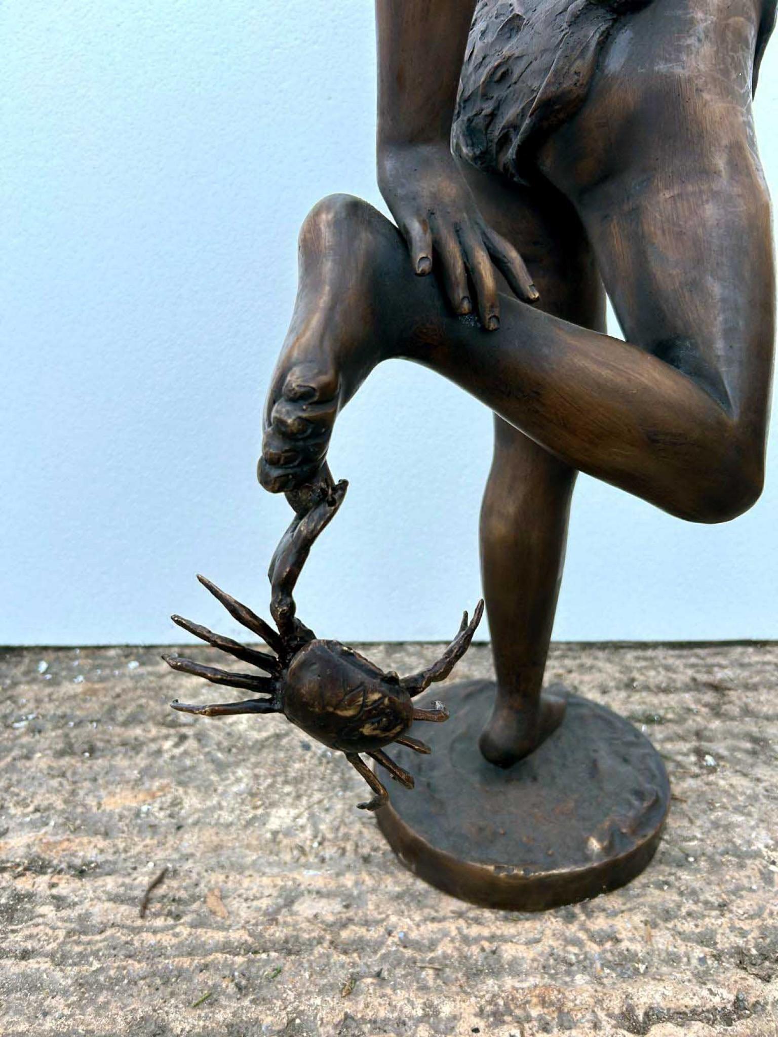 Classic Bronze Crab Boy Statue Italian Casting Athlete en vente 11