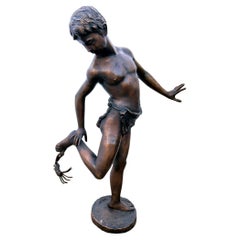 Classic Bronze Crab Boy Statue Italian Casting Athlete