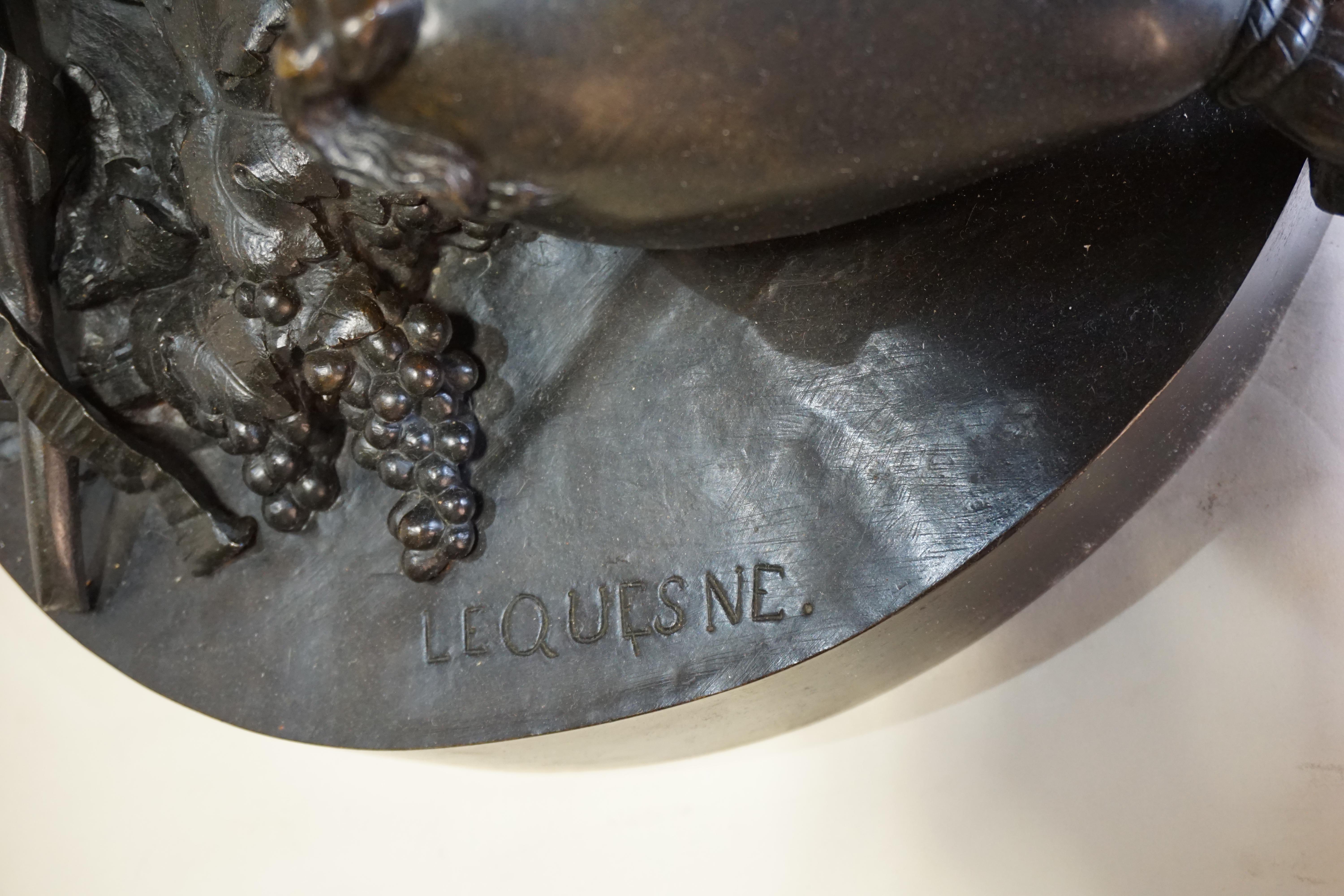 Classical Bronze Faun by Eugène Lequesne 1