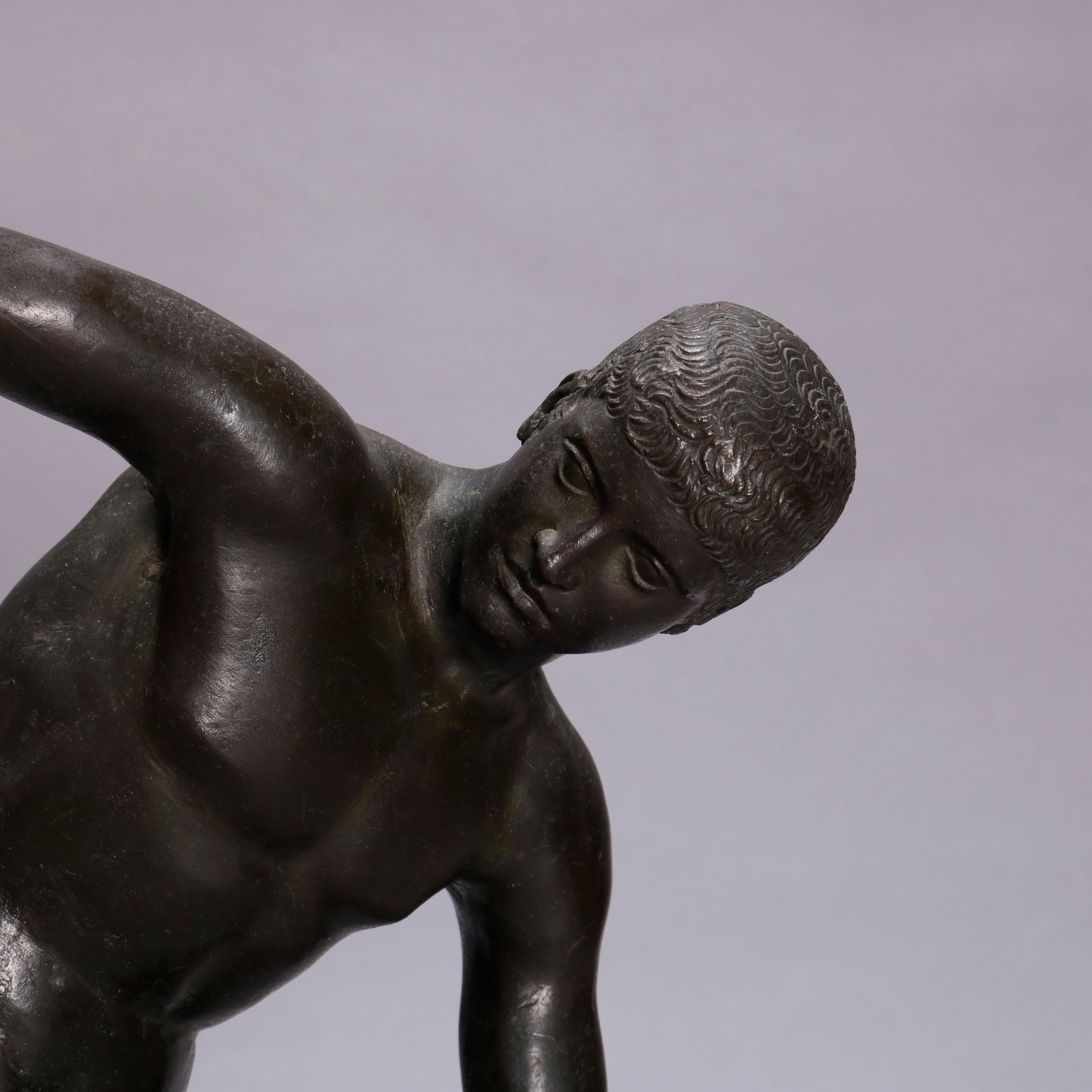 Cast Classical Bronze Figural Sculpture, Discobolus of Myron, circa 1890