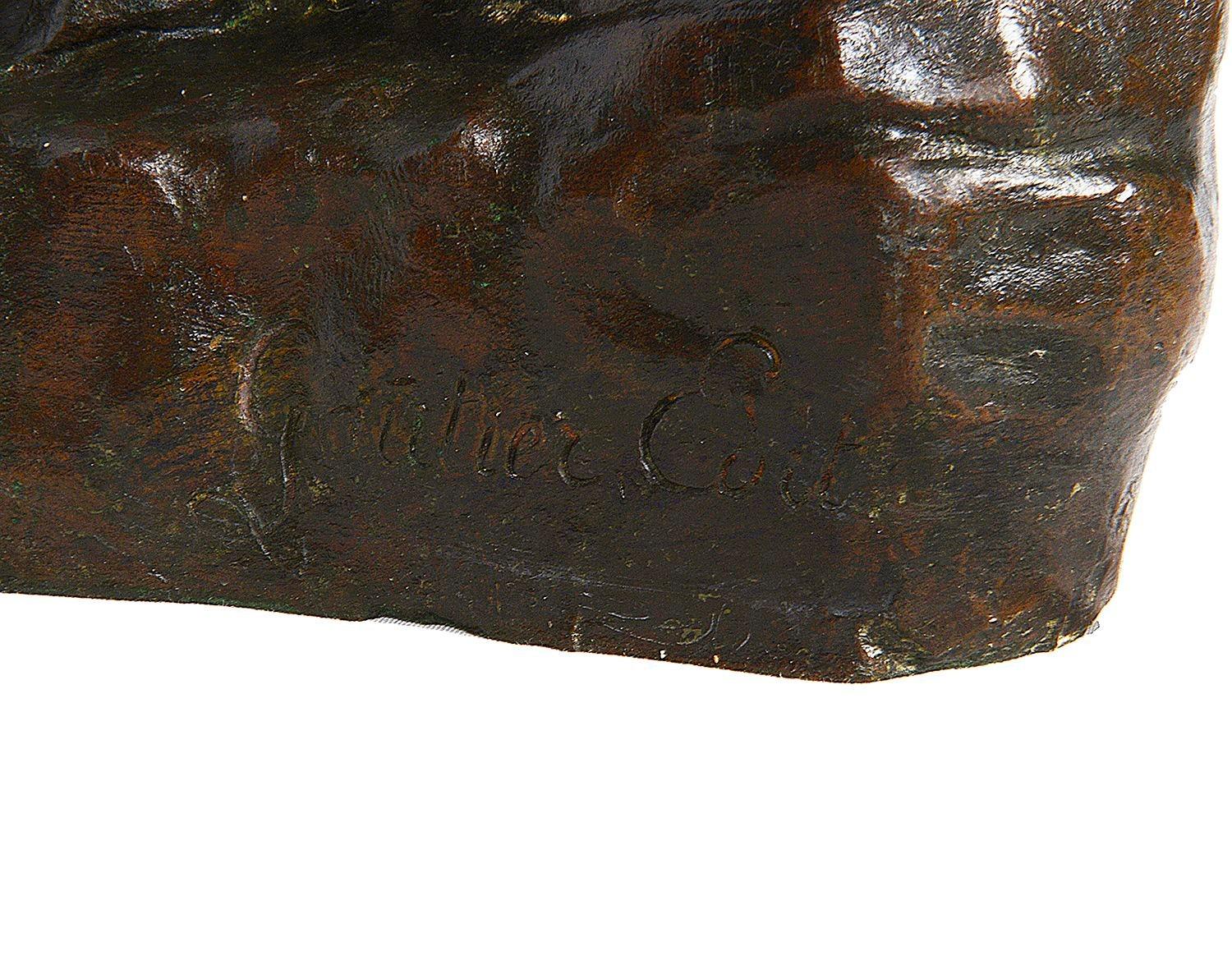 19th Century Classical Bronze maiden resting on a rock, 19th century For Sale