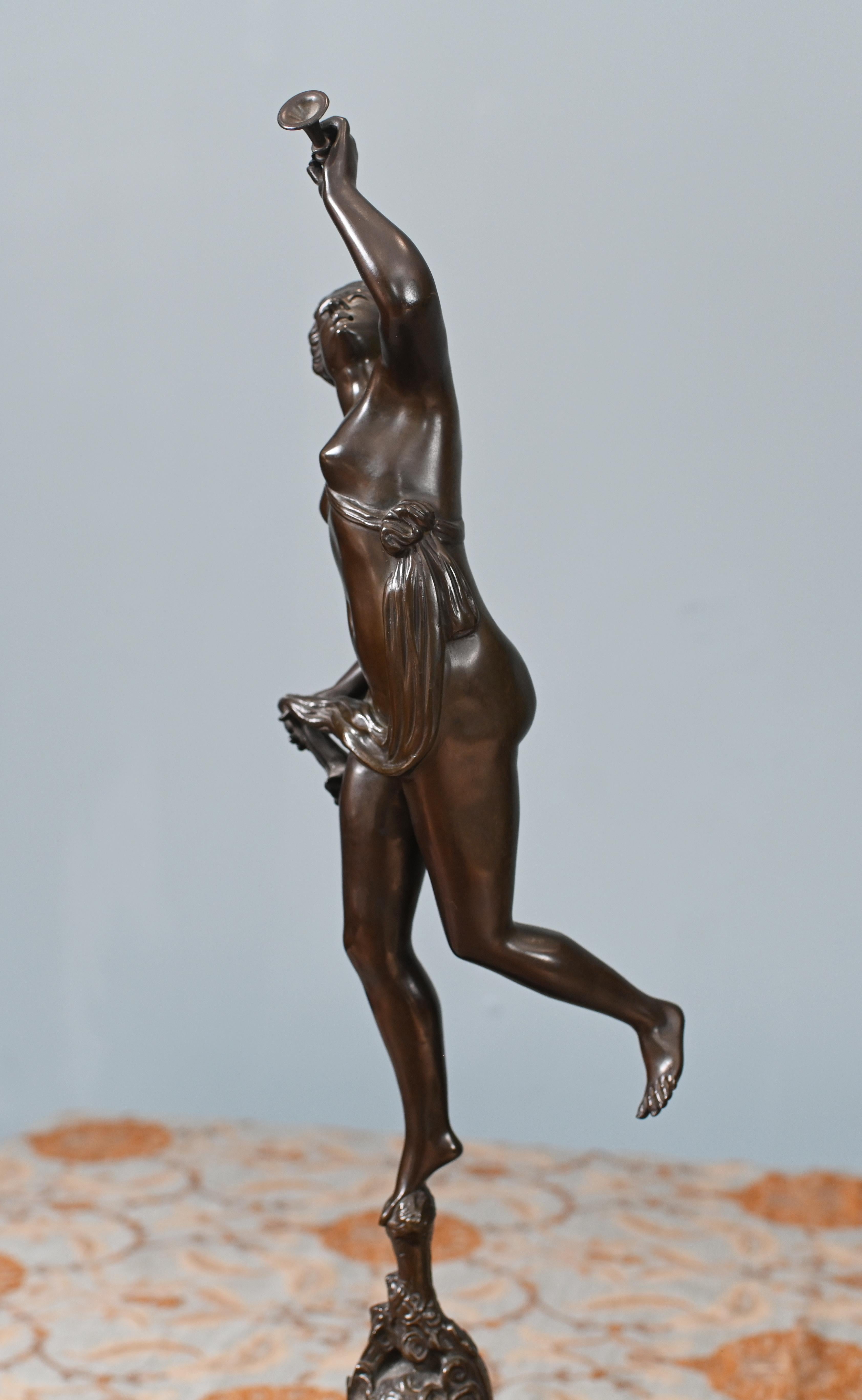 Classical Bronze Mercury and Victorian Statue Italian 1880 Giambologna Nike For Sale 12