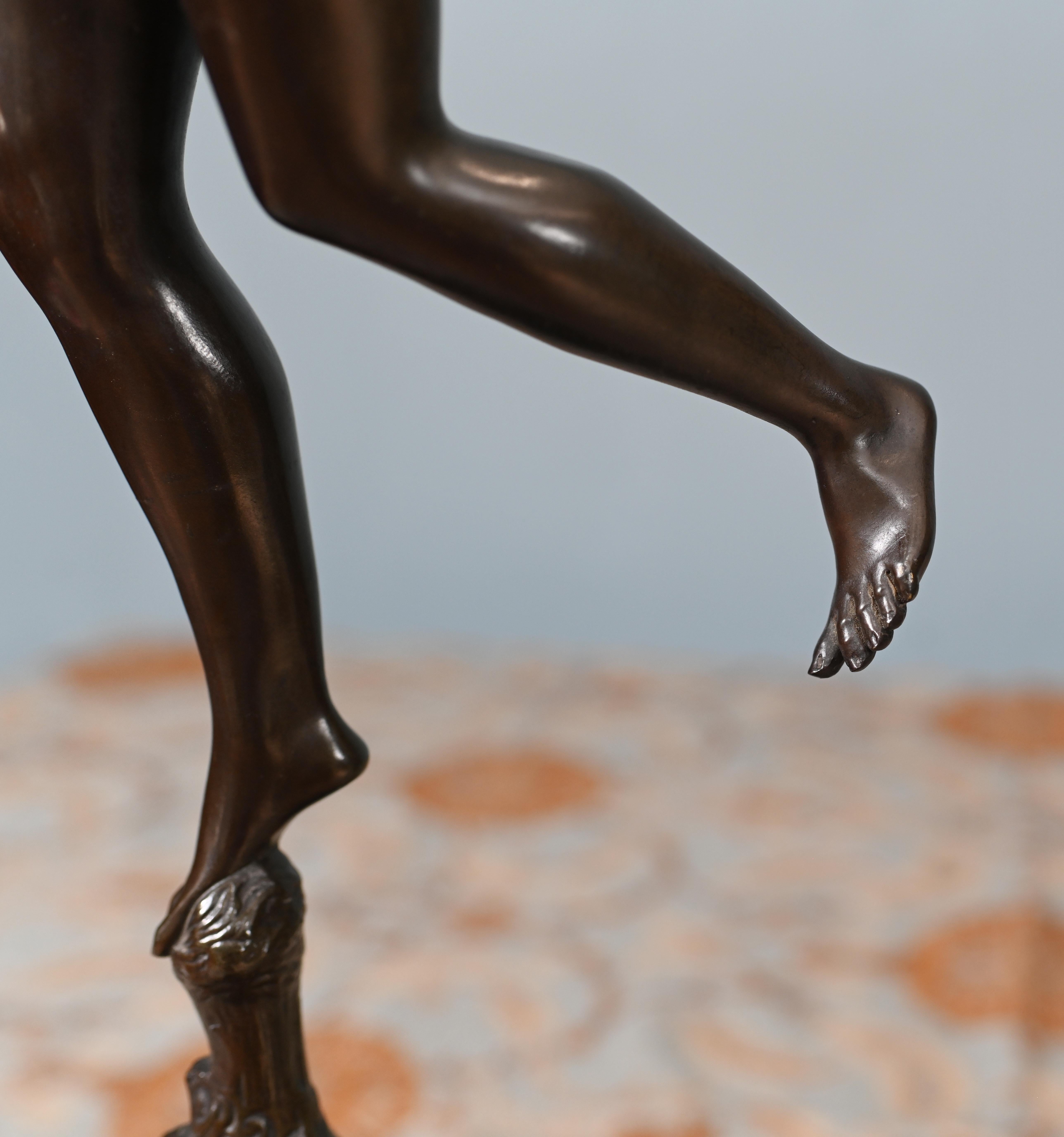 Classical Bronze Mercury and Victorian Statue Italian 1880 Giambologna Nike For Sale 13