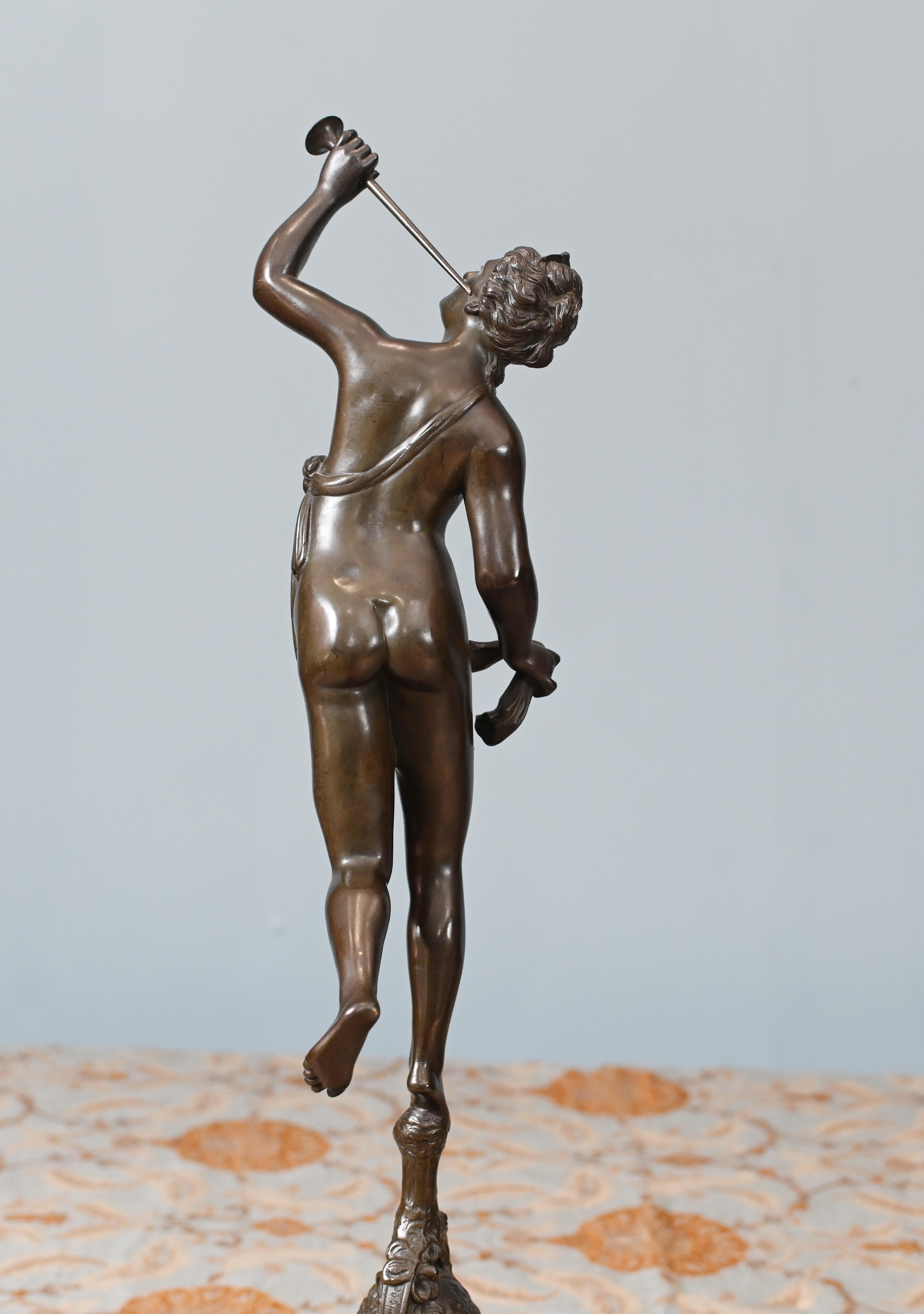Classical Bronze Mercury and Victorian Statue Italian 1880 Giambologna Nike For Sale 15