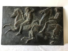 1890s Classical Bronze Plaque of Roman Warriors by B. Cheverton