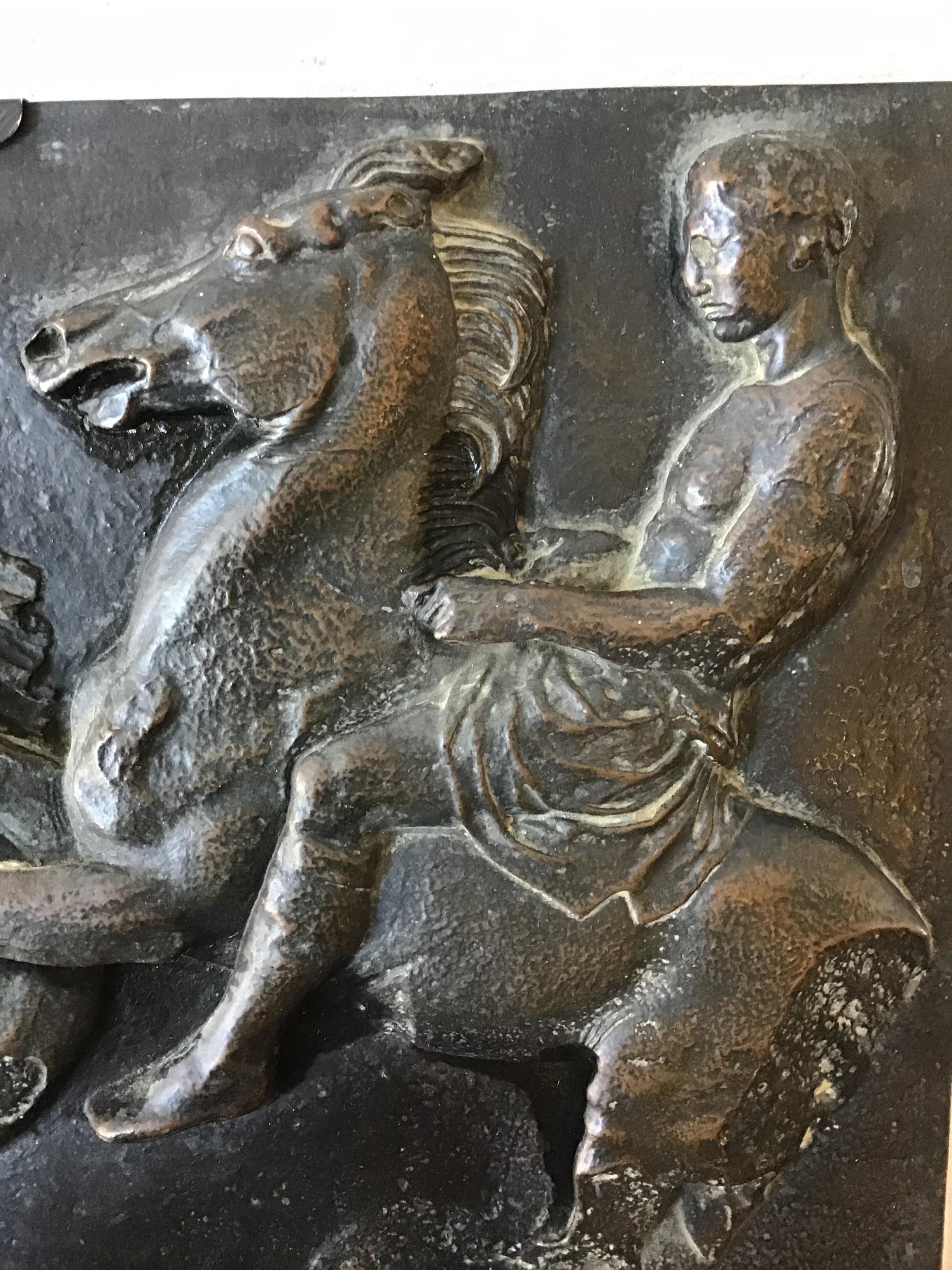 Late 19th Century 1890s Classical Bronze Plaque of Roman Warriors by B. Cheverton