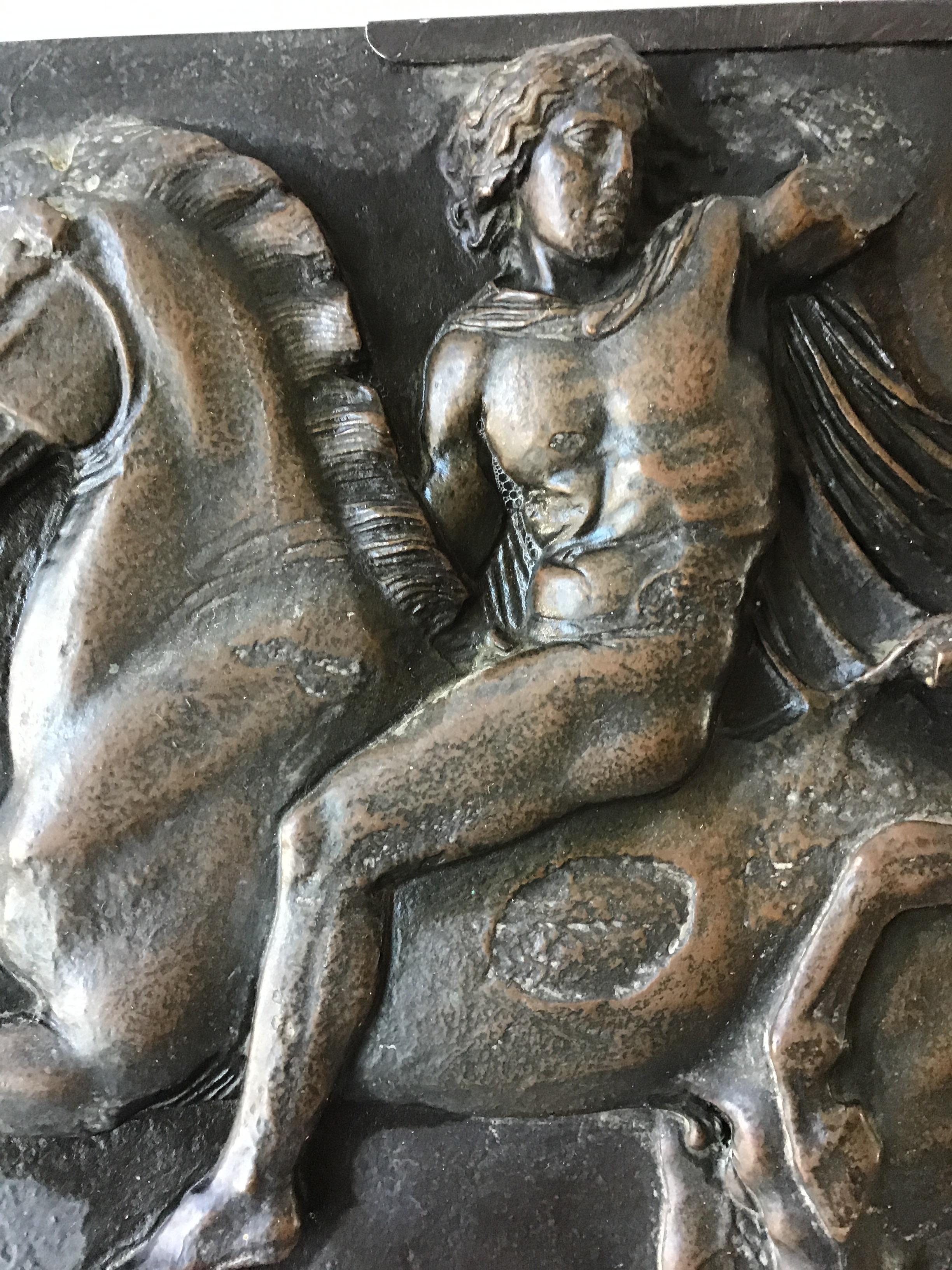 1890s Classical Bronze Plaque of Roman Warriors by B. Cheverton 1