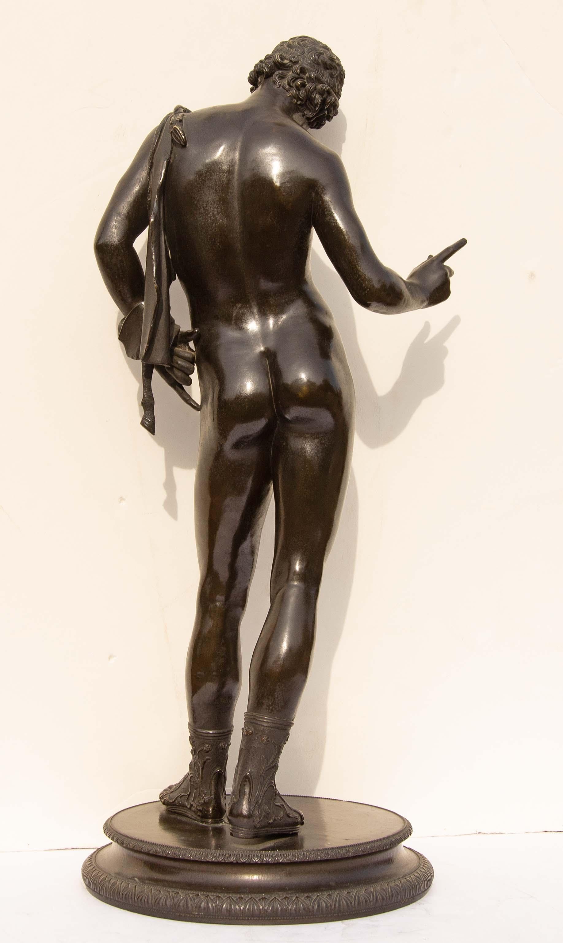 Patinated Classical Bronze Sculpture of Narcissus