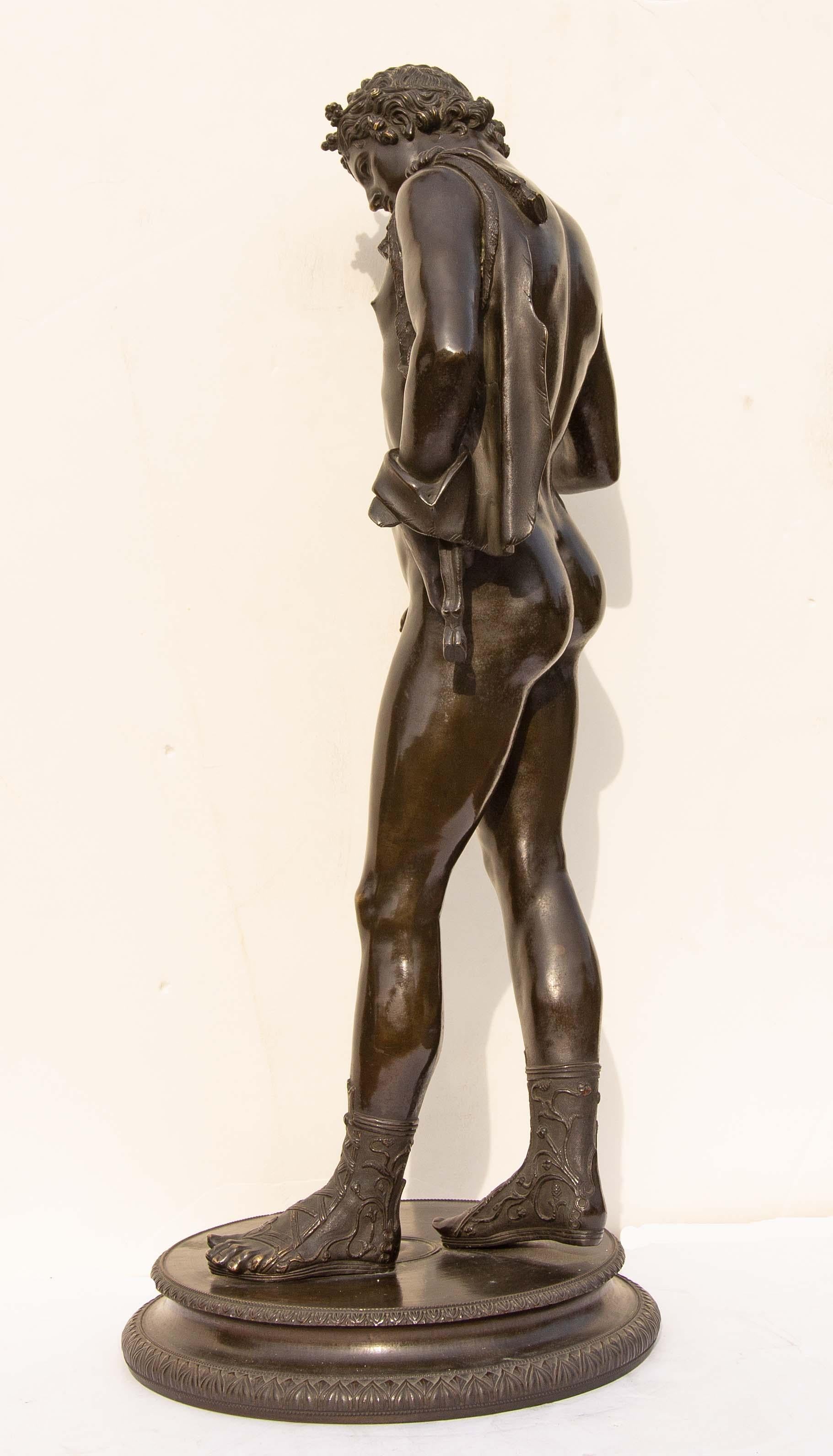 Classical Bronze Sculpture of Narcissus In Good Condition In Rochester, NY
