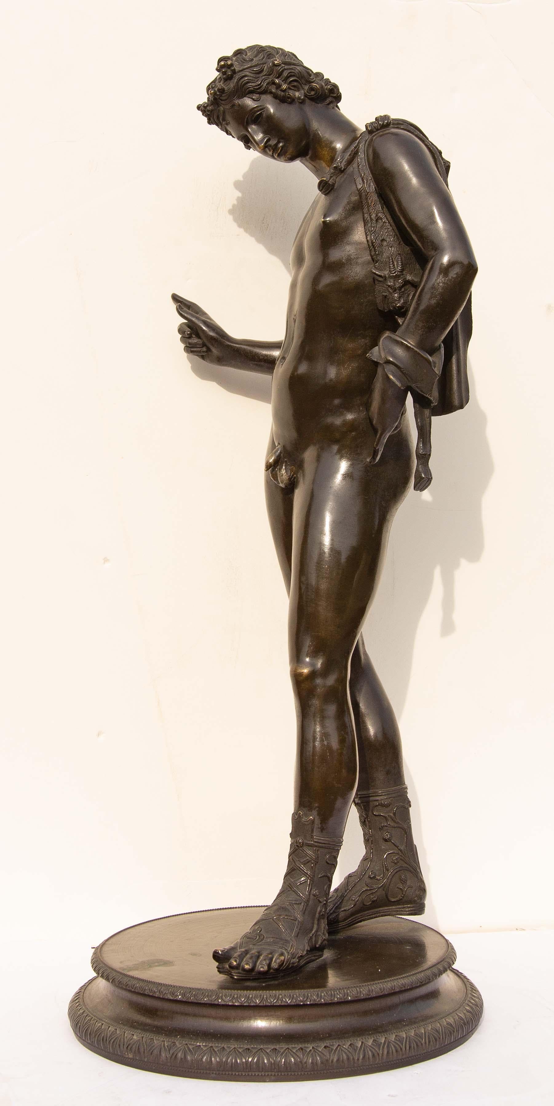 Patinated Classical Bronze Sculpture of Narcissus