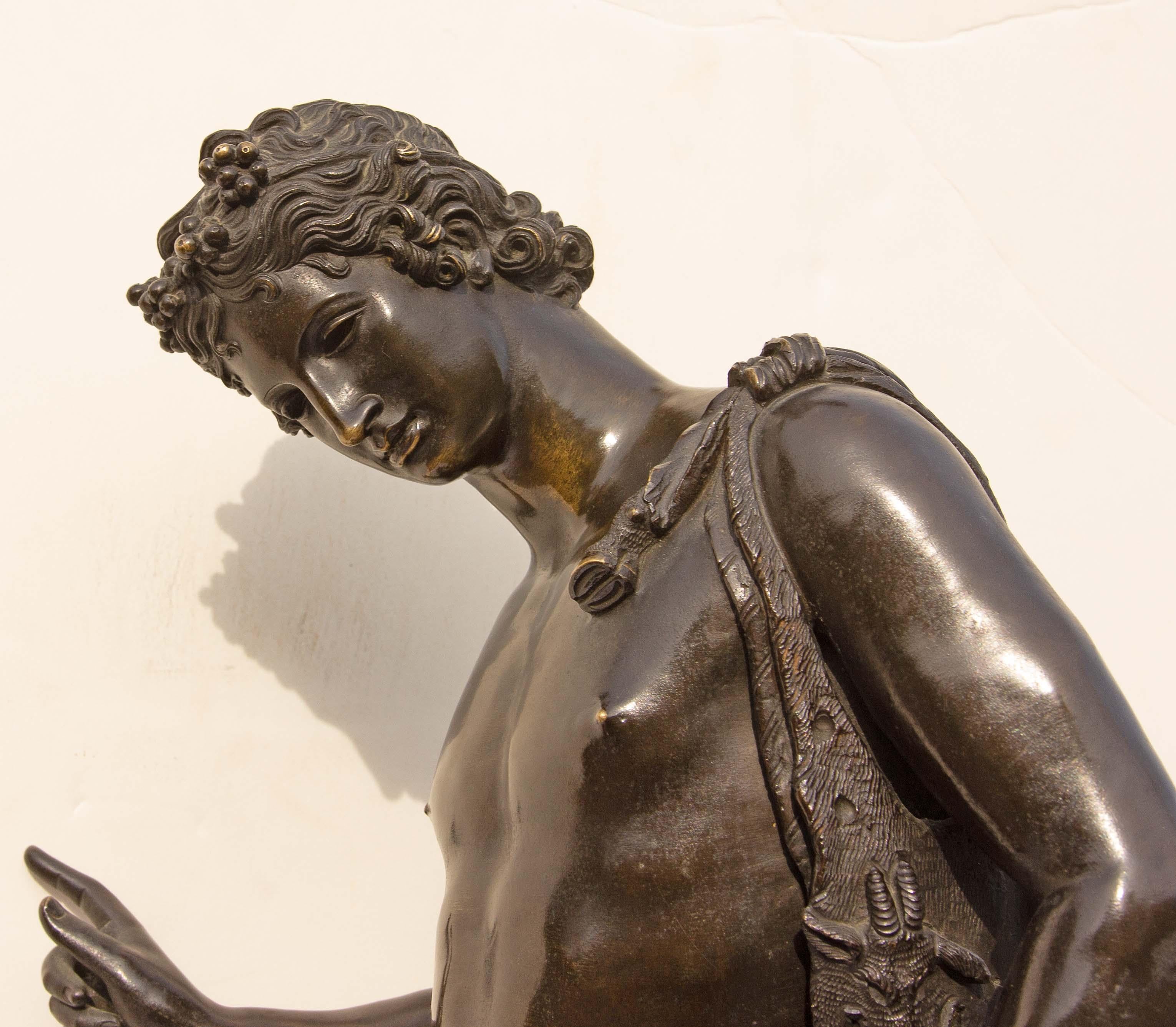Classical Bronze Sculpture of Narcissus In Good Condition In Rochester, NY