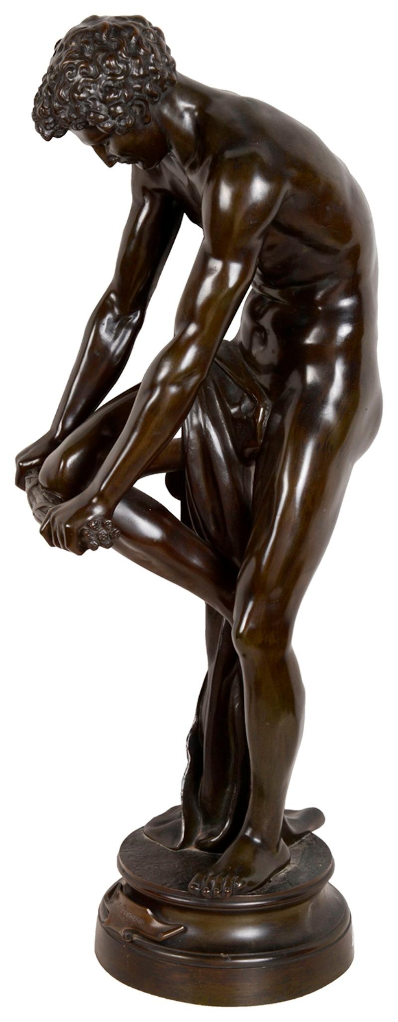French Classical Bronze Statue of a Man Woodsman