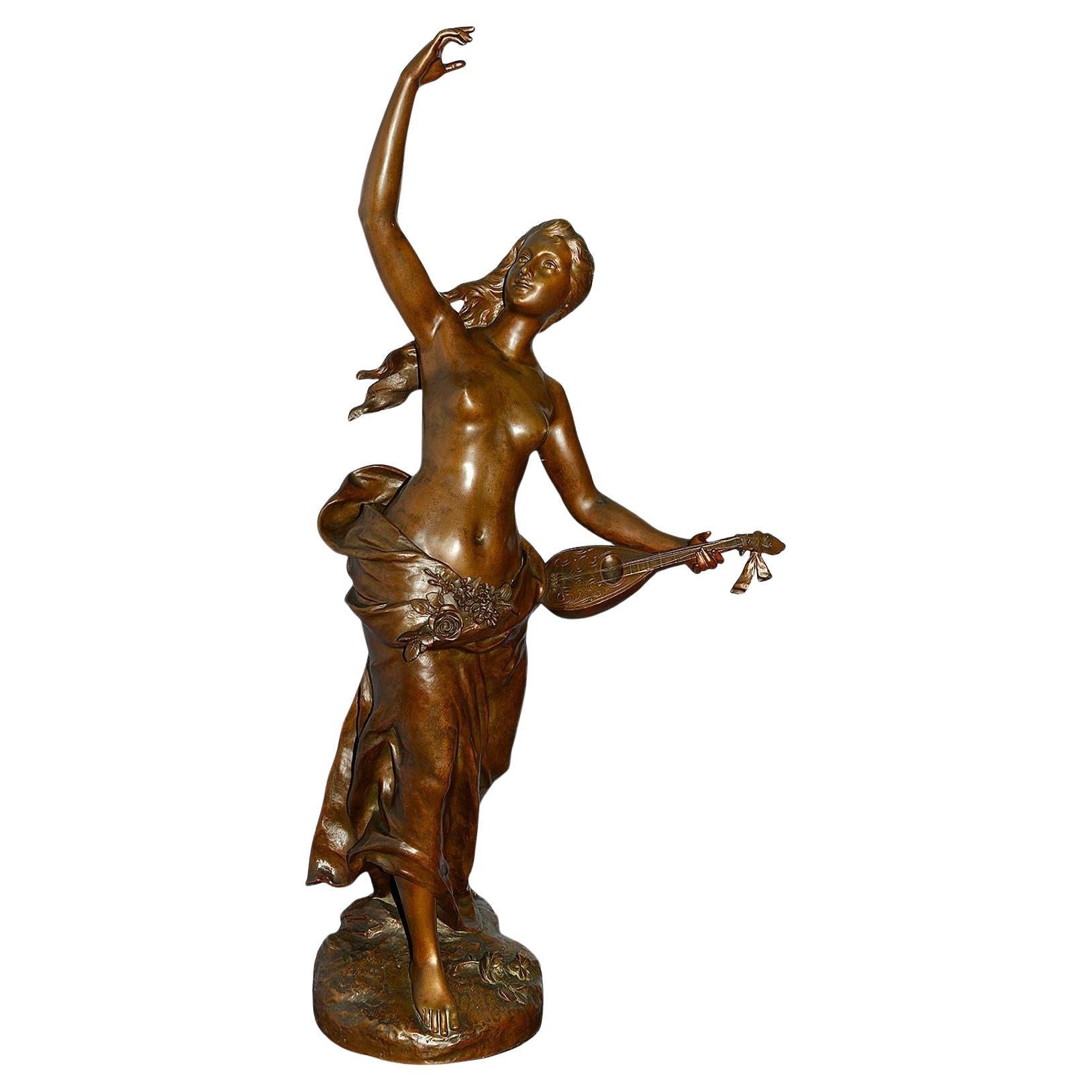 Doncella clásica semidesnuda de bronce del siglo XIX, por S. Kinsburger en venta