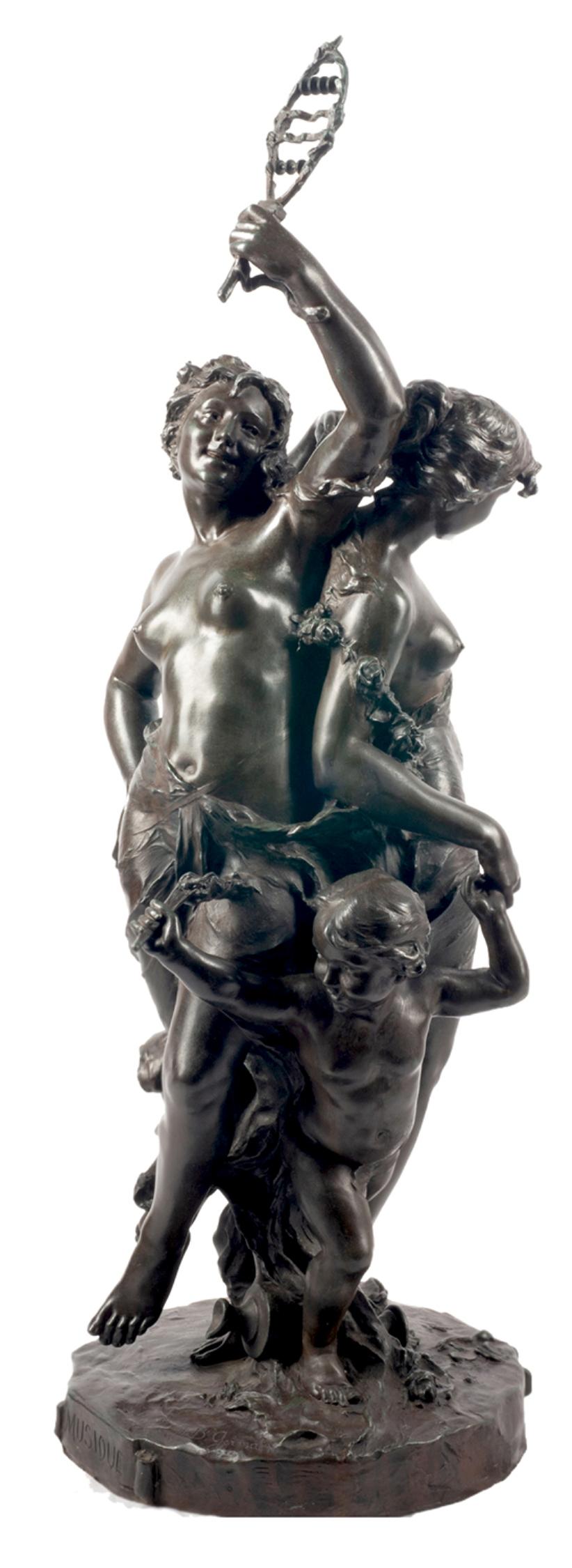Classical C19th Bronze statue, depicting Music and Dance,  JEAN-BAPTISTE GERMAIN For Sale 11