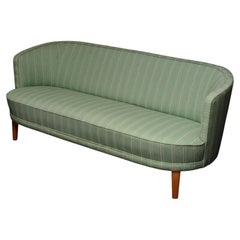 Klassisches Carl Malmsten Sofa 40er Jahre Design, Grüne Wolle Modell "nya Berlin" original